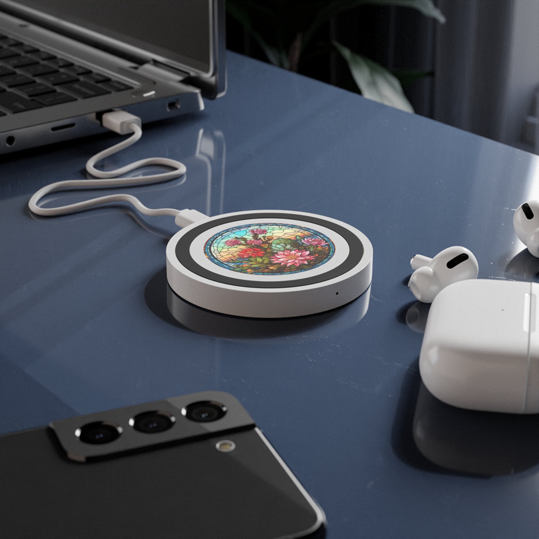 Artistic Floral Wireless Charging Pad Unique Phone Charger for Home & Office