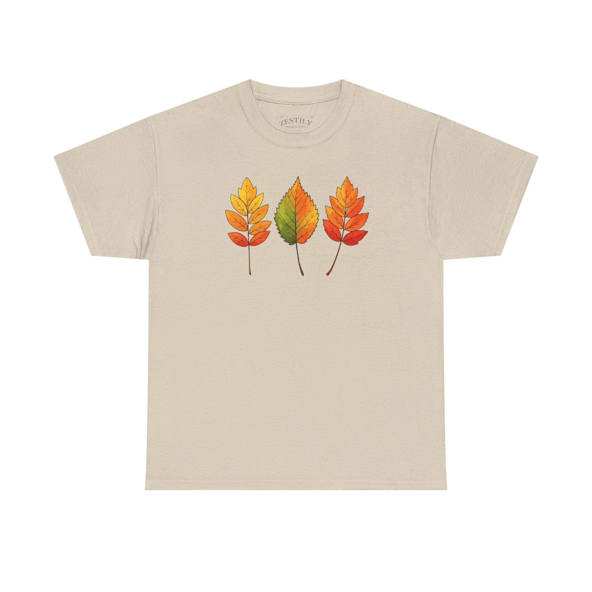 Autumn Leaves Heavy Cotton Tee, Fall T-Shirt, Nature Lover Gift, Seasonal Wear, Comfortable Everyday Tee