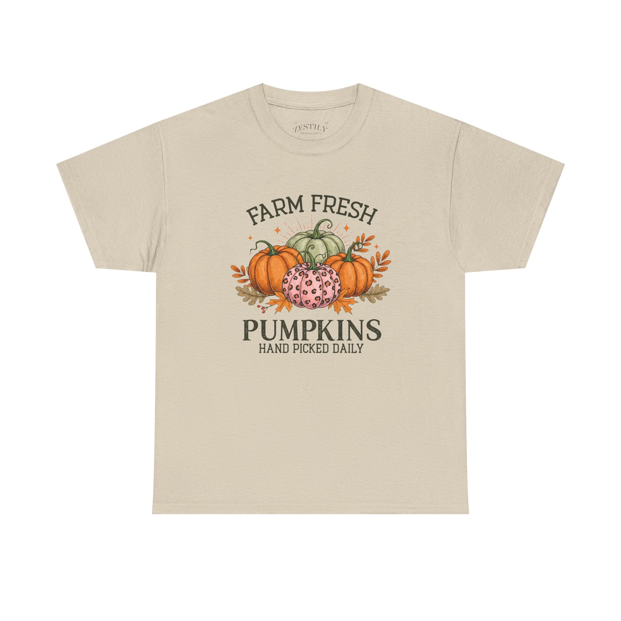 Farm Fresh Pumpkins Heavy Cotton Tee, Autumn T-Shirt, Fall Festival Shirt, Thanksgiving Apparel, Pumpkin Lover Gift