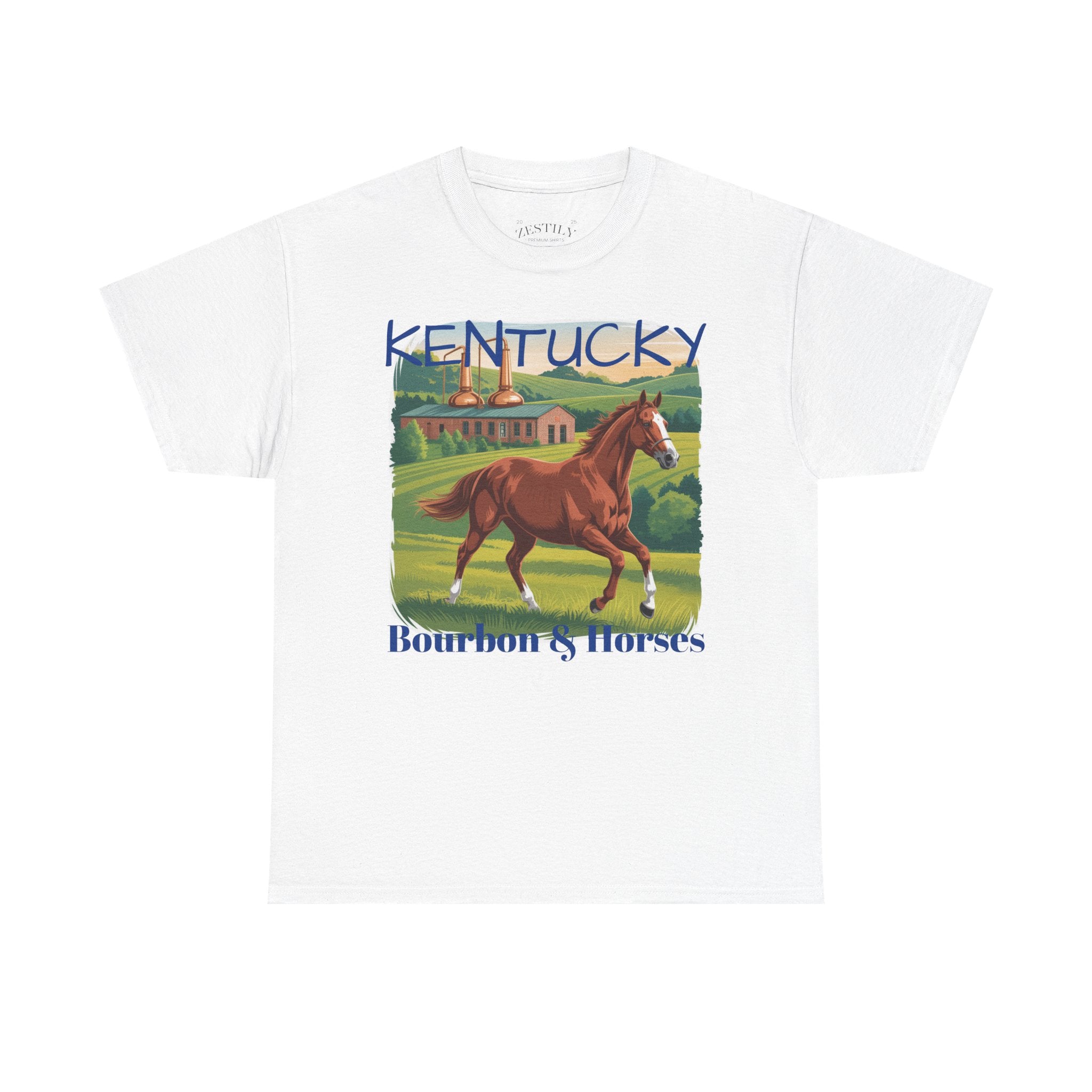 Kentucky Bourbon Horses Tee, Heavy Cotton Tee, Country Style Apparel, Perfect for Horse Lovers, Gift for Birthdays, Farmhouse Decor