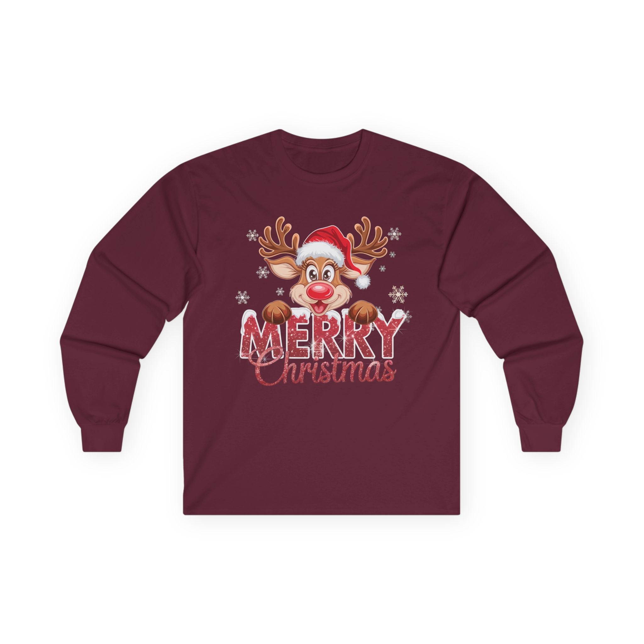 Merry Christmas Long Sleeve Tee, Holiday Shirt, Christmas Gift, Family Gathering Apparel, Winter Wear, Festive Top