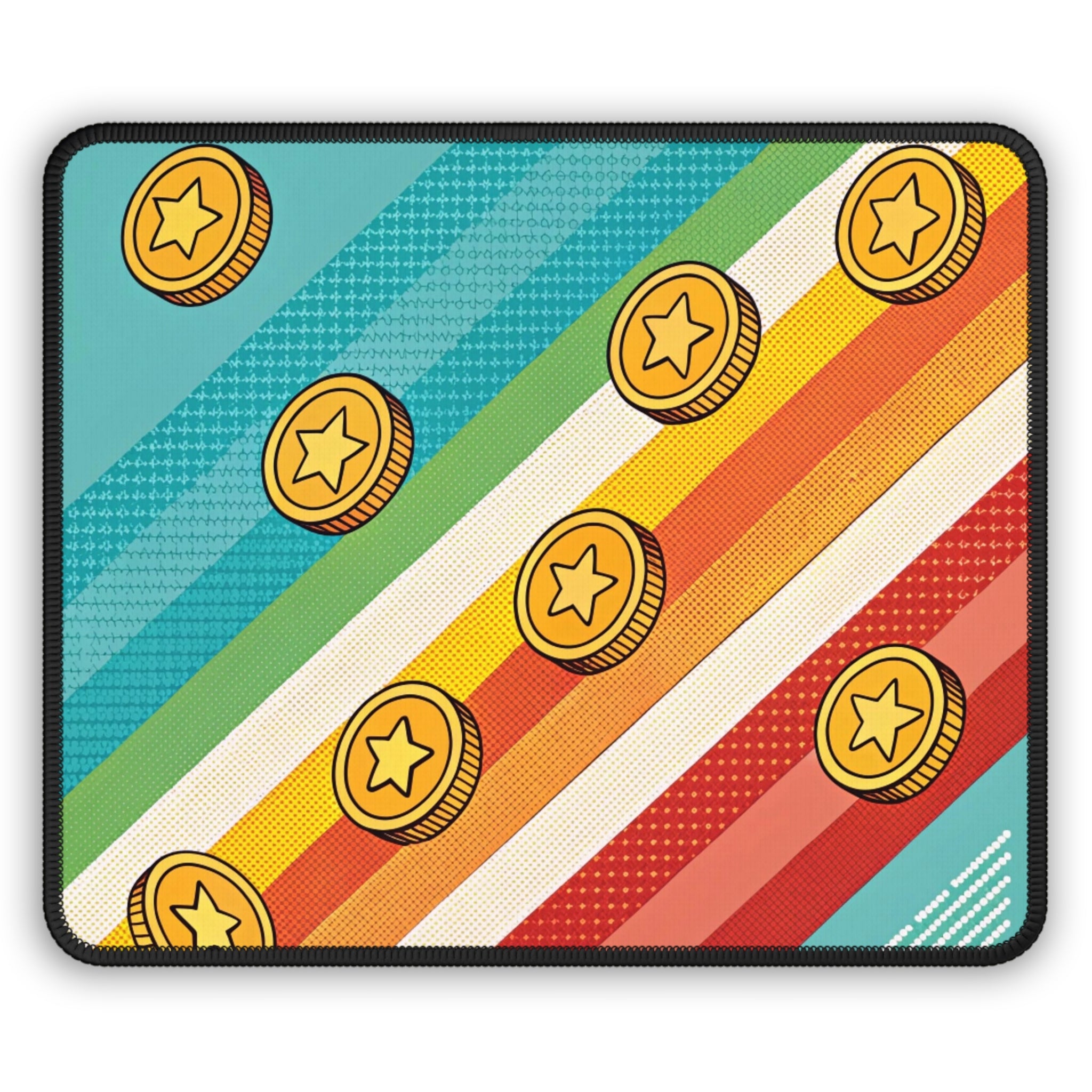 Colorful Gaming Mouse Pad with Retro Coins Design Perfect for Gamers