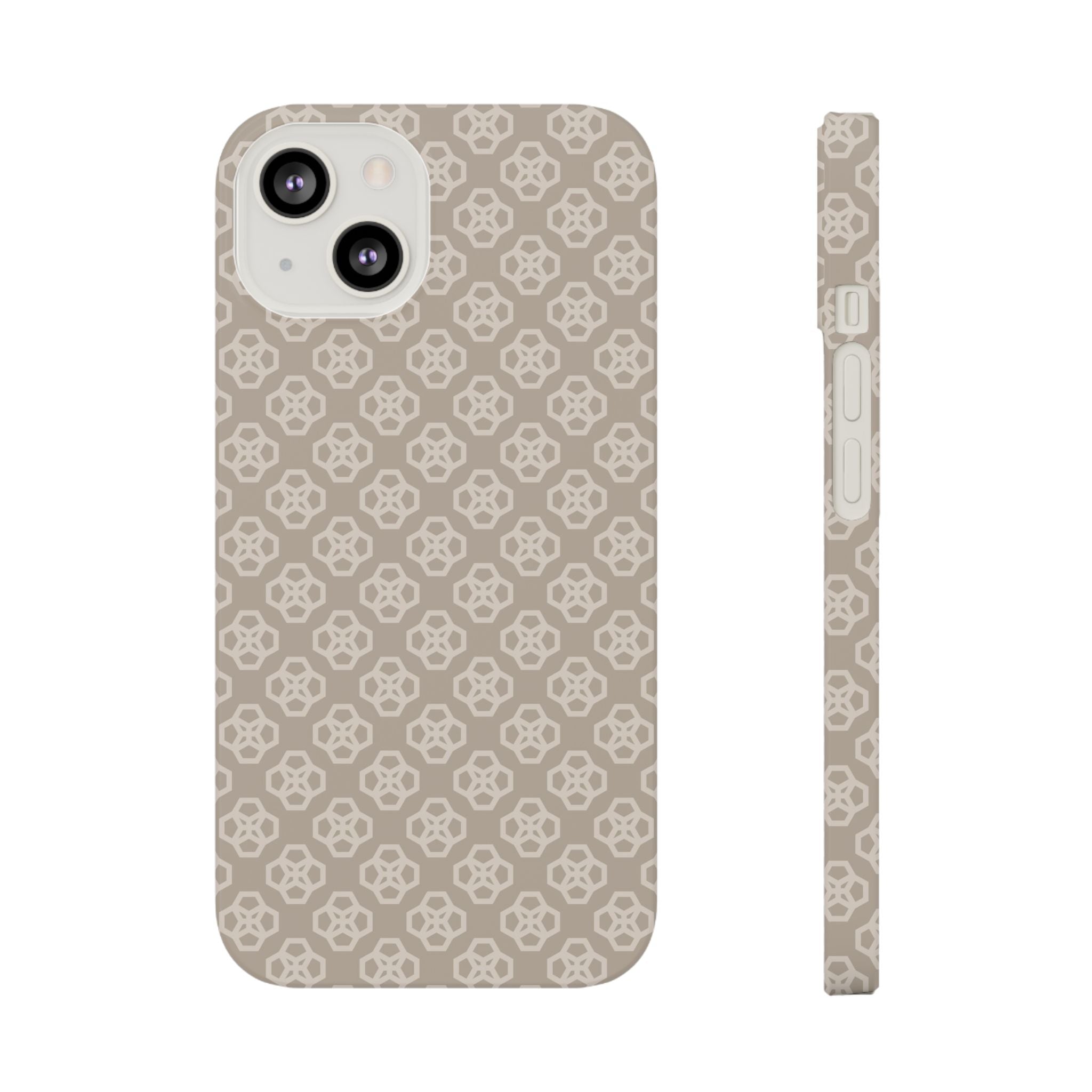 Elegant Floral Beige Slim Case for iPhone Samsung Minimalist Phone Cover with Chic Pattern
