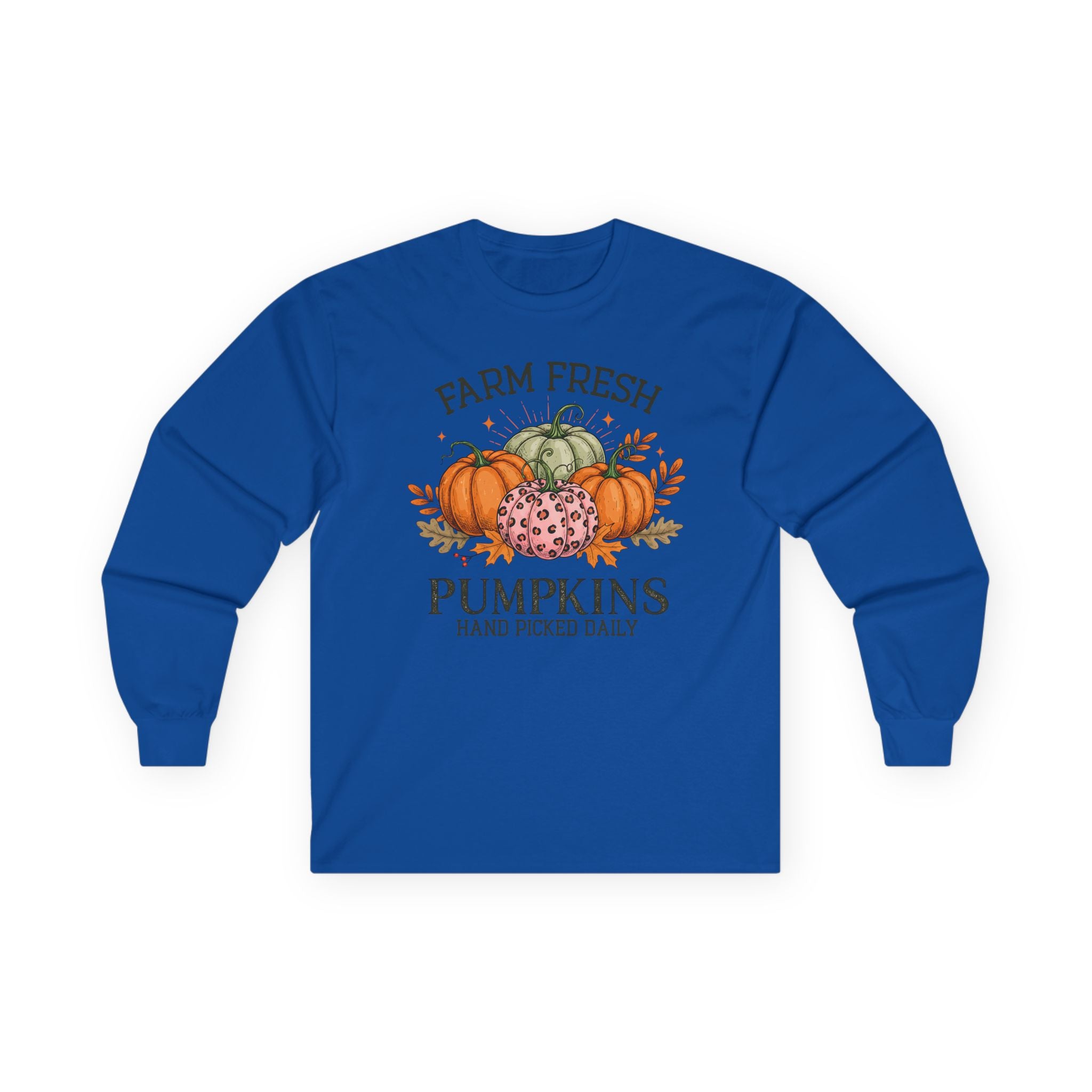 Farm Fresh Pumpkins Long Sleeve Tee | Fall Outfit, Thanksgiving Apparel, Cozy Gift, Autumn Style, Pumpkin Lover Tee