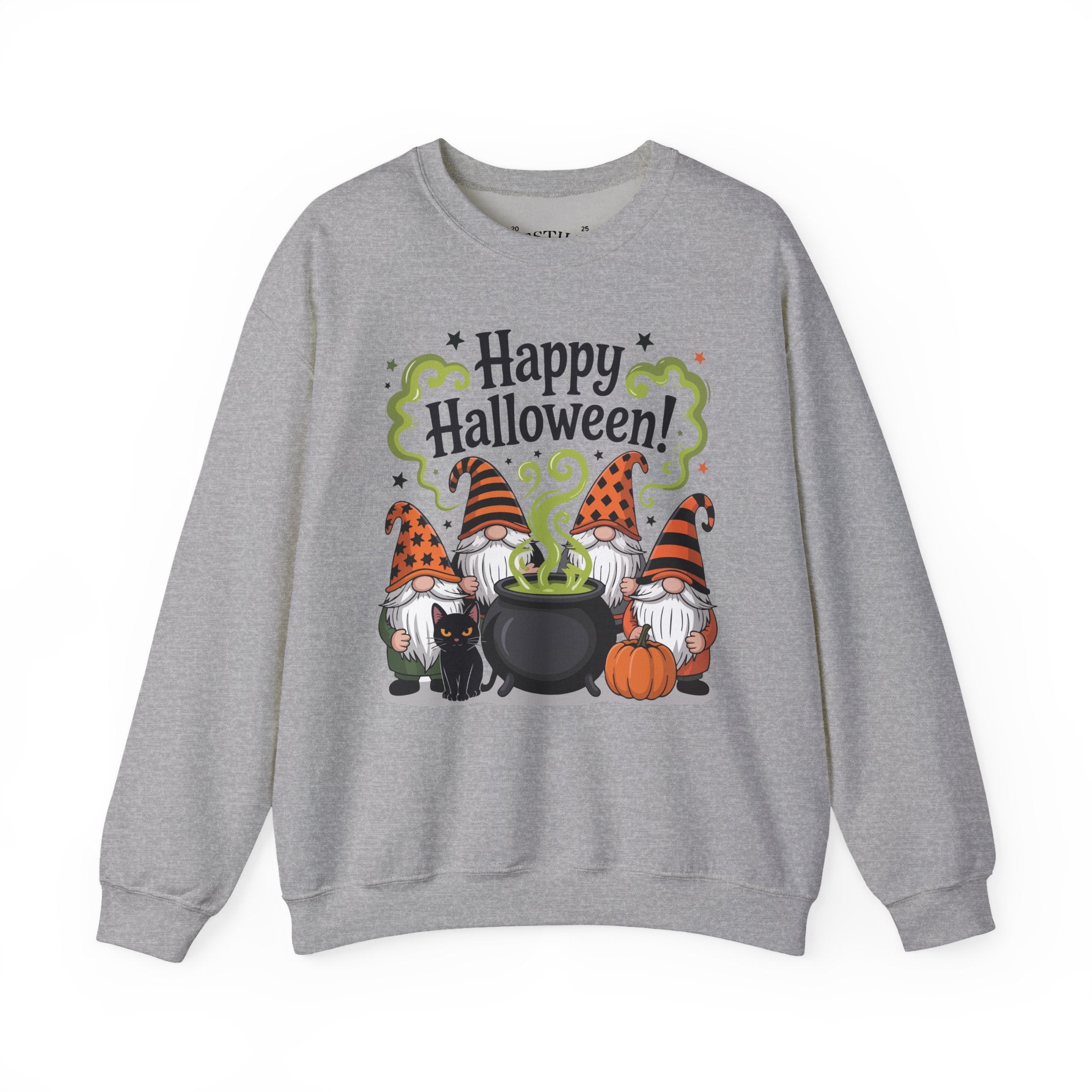 Halloween Gnome Crewneck Sweatshirt - Cozy Fall Apparel, Sweatshirt for Halloween Parties, October Celebrations, Seasonal Gift