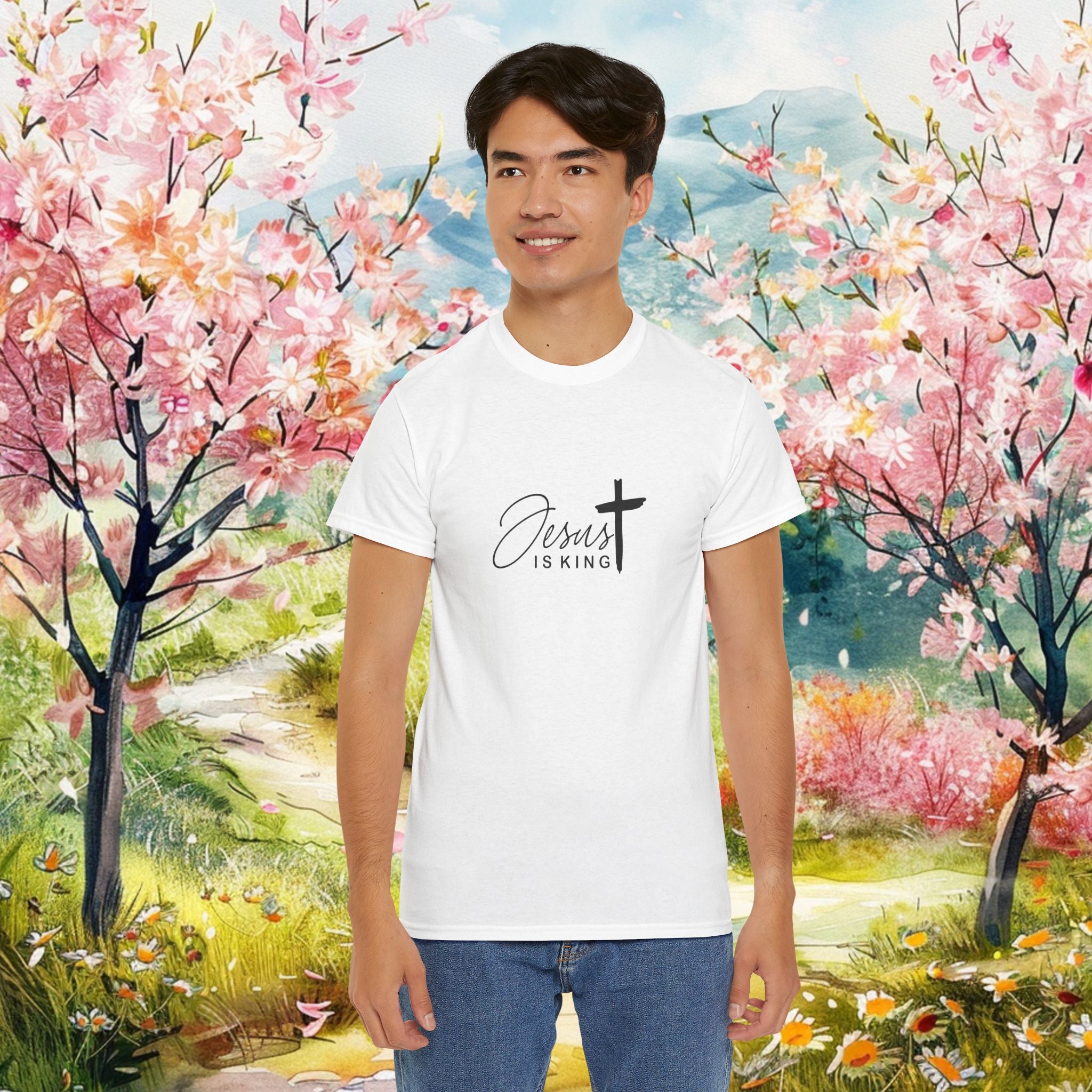 ‘Jesus is King’ & ‘Child of God’ Design Heavy Cotton Tee Christian T-Shirt