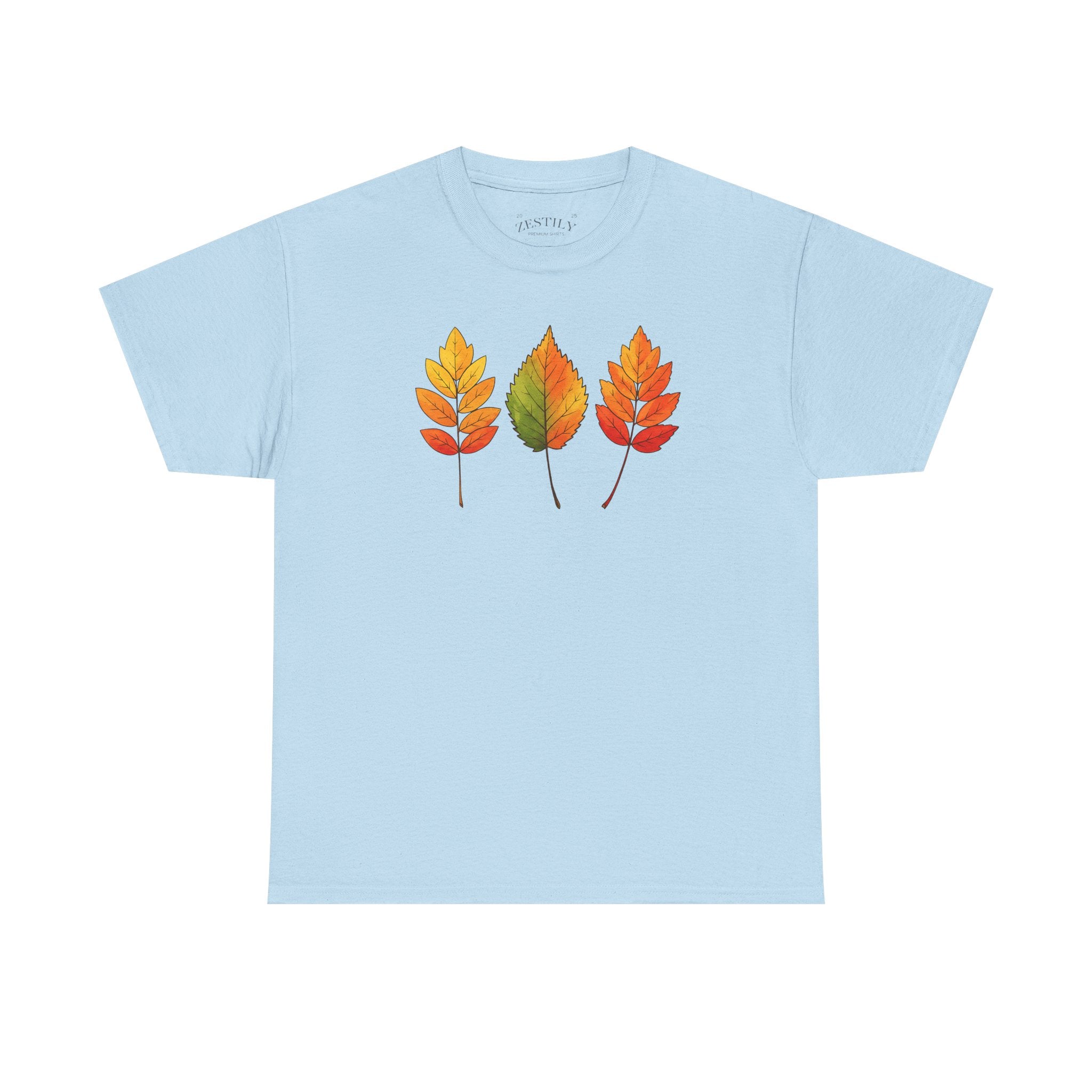 Autumn Leaves Heavy Cotton Tee, Fall T-Shirt, Nature Lover Gift, Seasonal Wear, Comfortable Everyday Tee