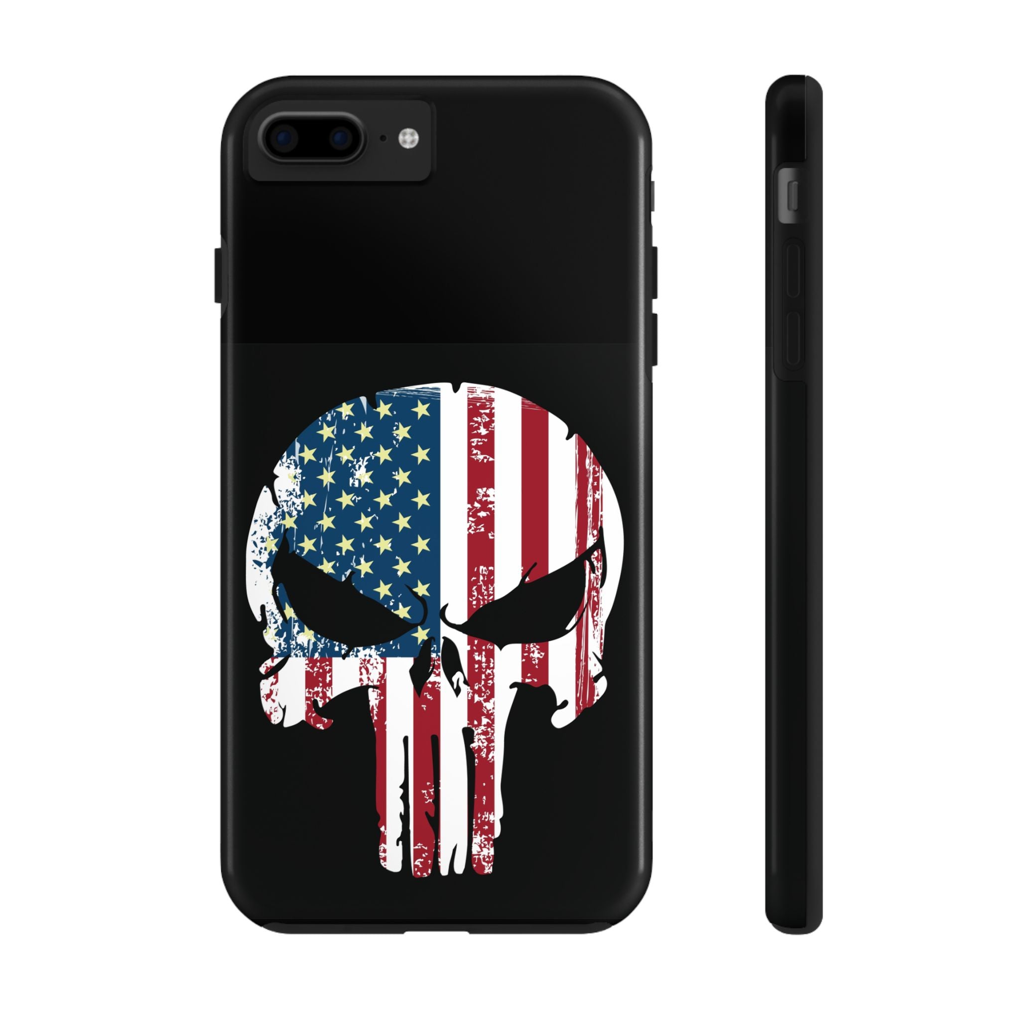 Punisher Skull Red White & Blue Stripes Tough Phone Case