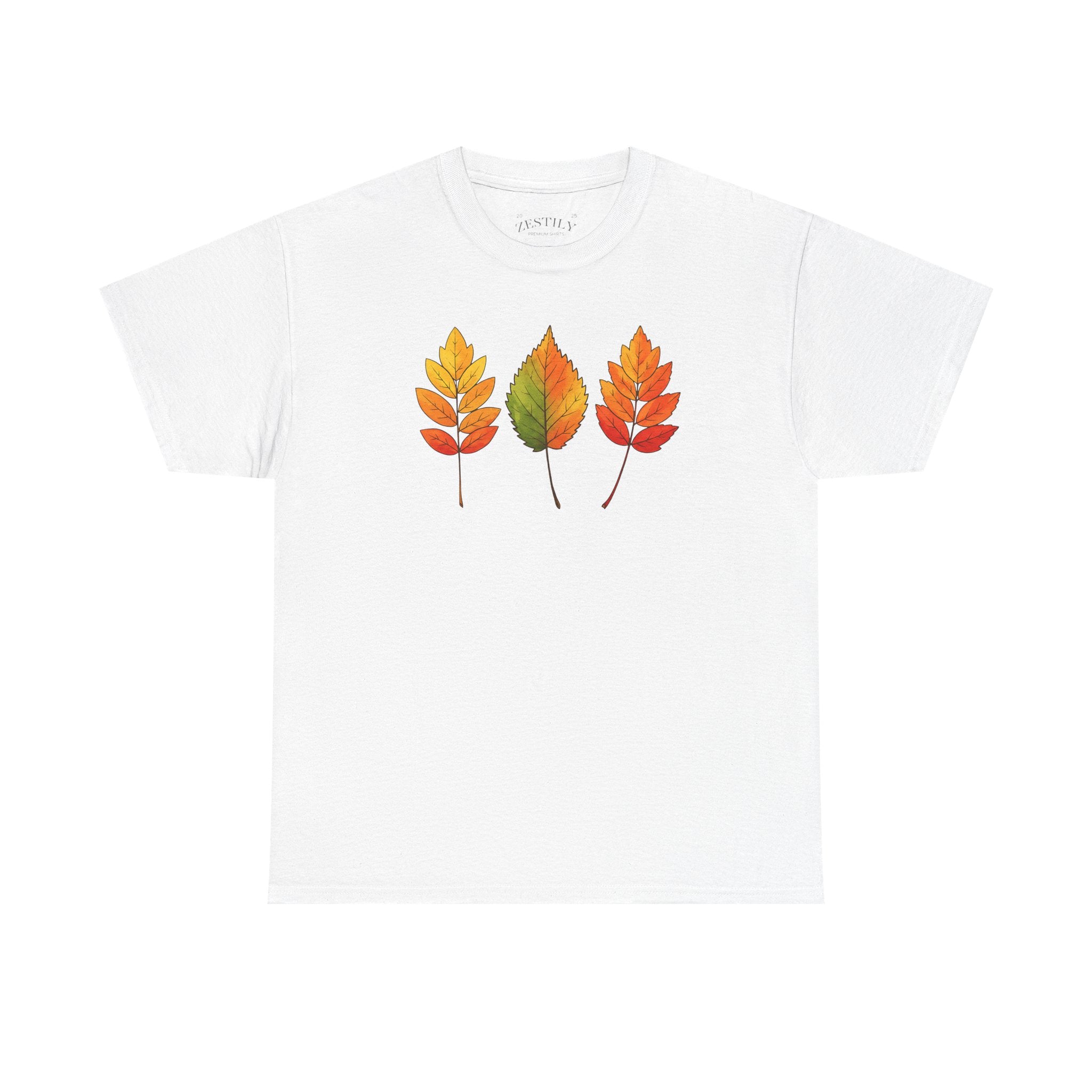 Autumn Leaves Heavy Cotton Tee, Fall T-Shirt, Nature Lover Gift, Seasonal Wear, Comfortable Everyday Tee
