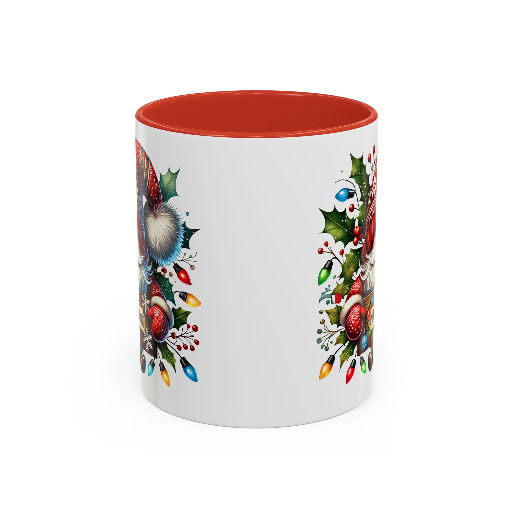 Christmas Gnome Coffee Mug, Red or Black Design Holiday Ceramic Mug