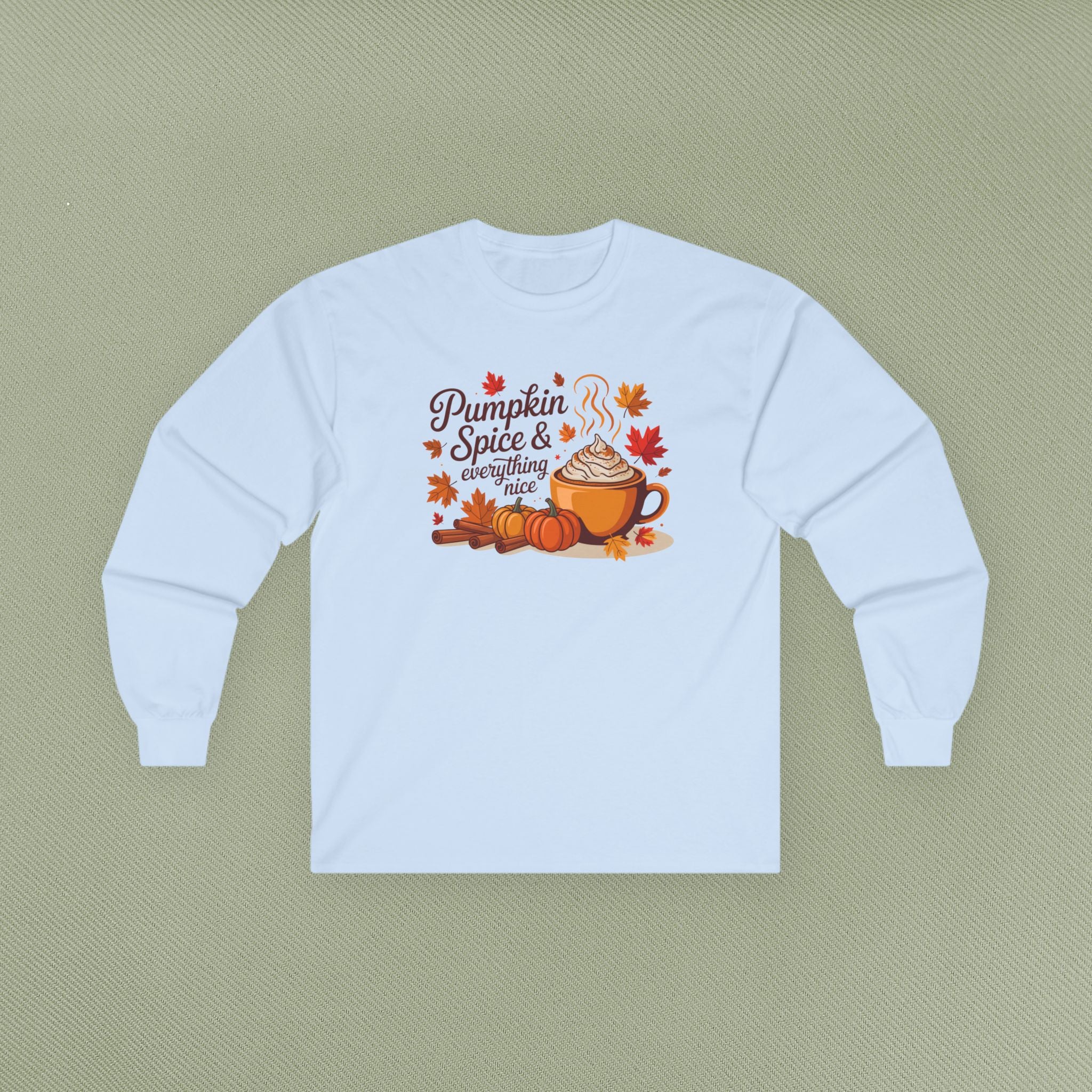 Cozy Autumn Long Sleeve Tee, Pumpkin Spice Shirt, Fall Fashion, Thanksgiving Gift, Cute Casual Wear, Seasonal Comfort