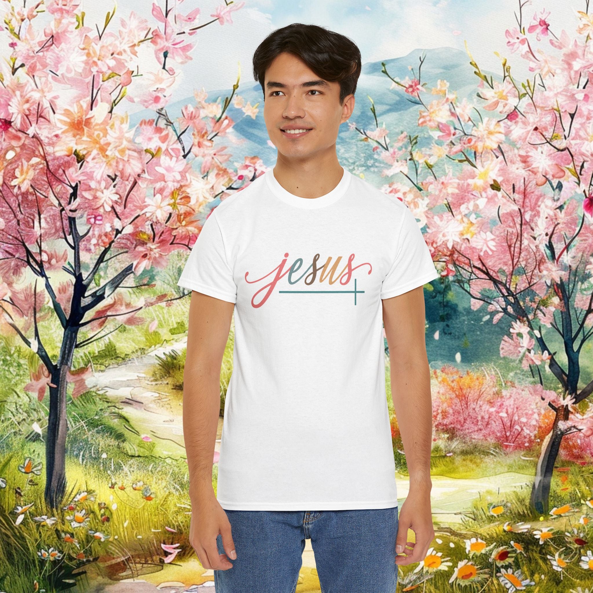 Inspirational Jesus The Way The Truth The Life Quote Heavy Cotton Tee Christian Faith T-Shirt