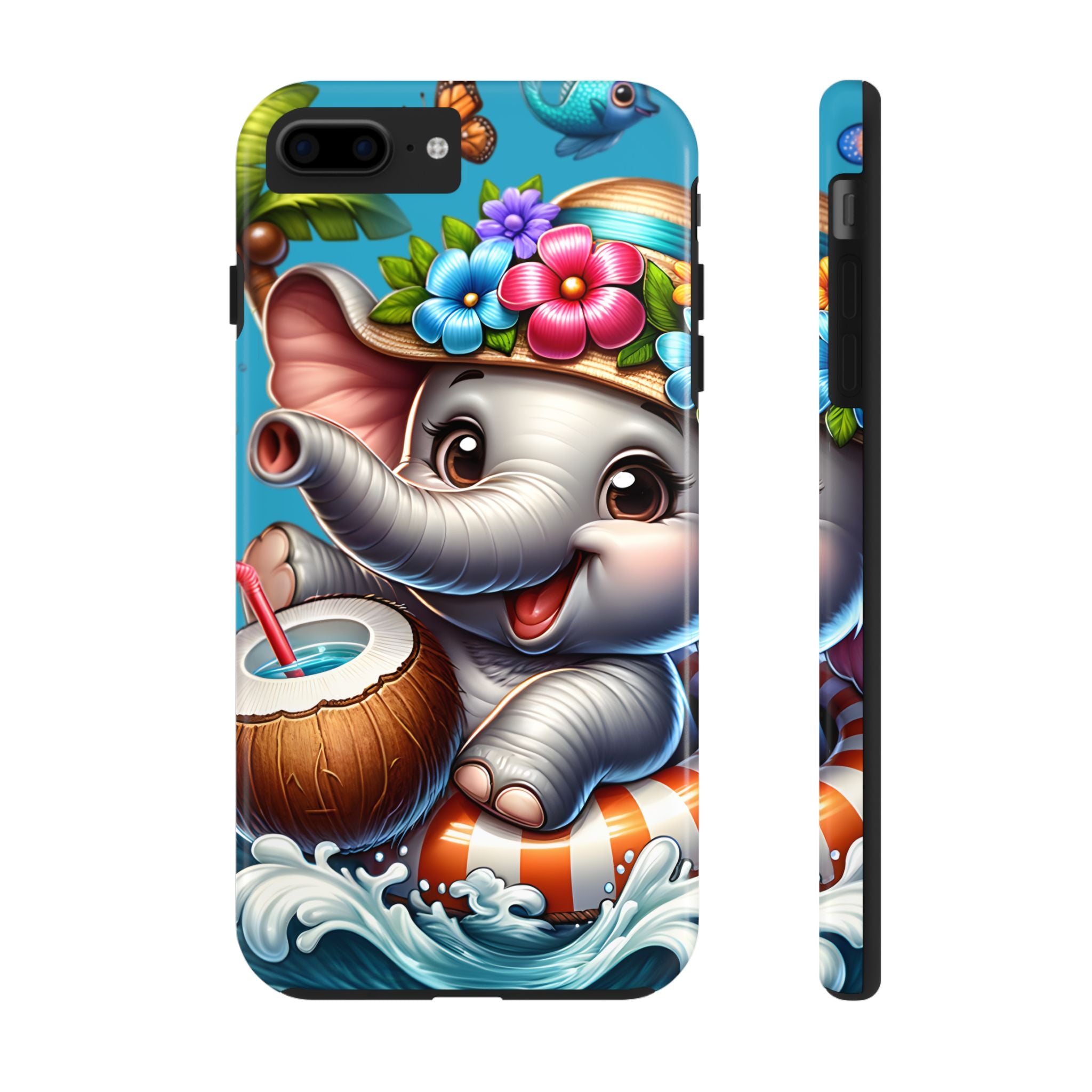 Cute Elephant iPhone Samsung Case, Tough Phone Case, Animal Lover Gift, Vibrant Summer Design, Kids Phone Accessory, Fun Beach Theme Case