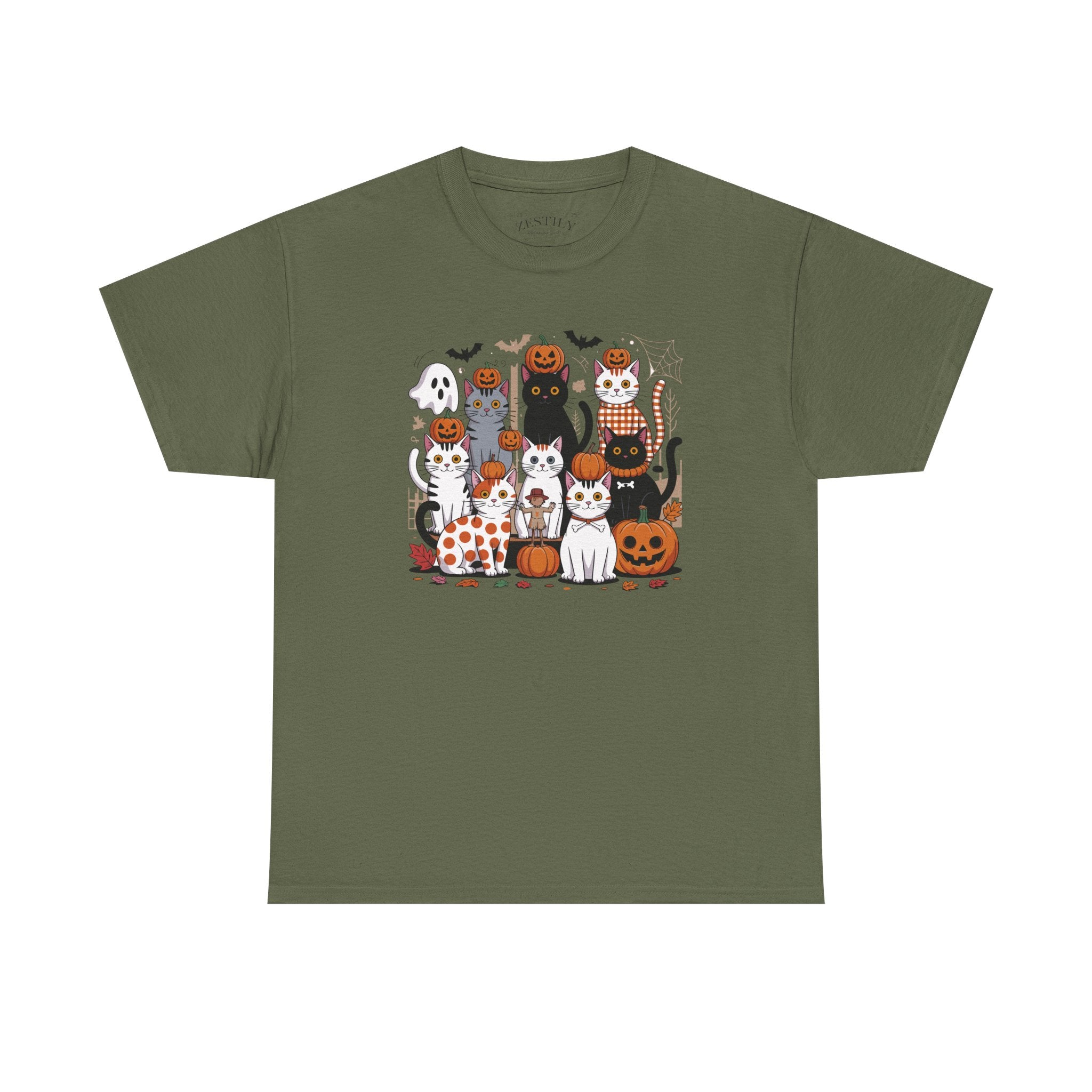 Halloween Cat Tee, Spooky Cat T-Shirt, Halloween Shirt, Cute Cat Graphic Tee, Fall Style Top, Pet Lover Gift