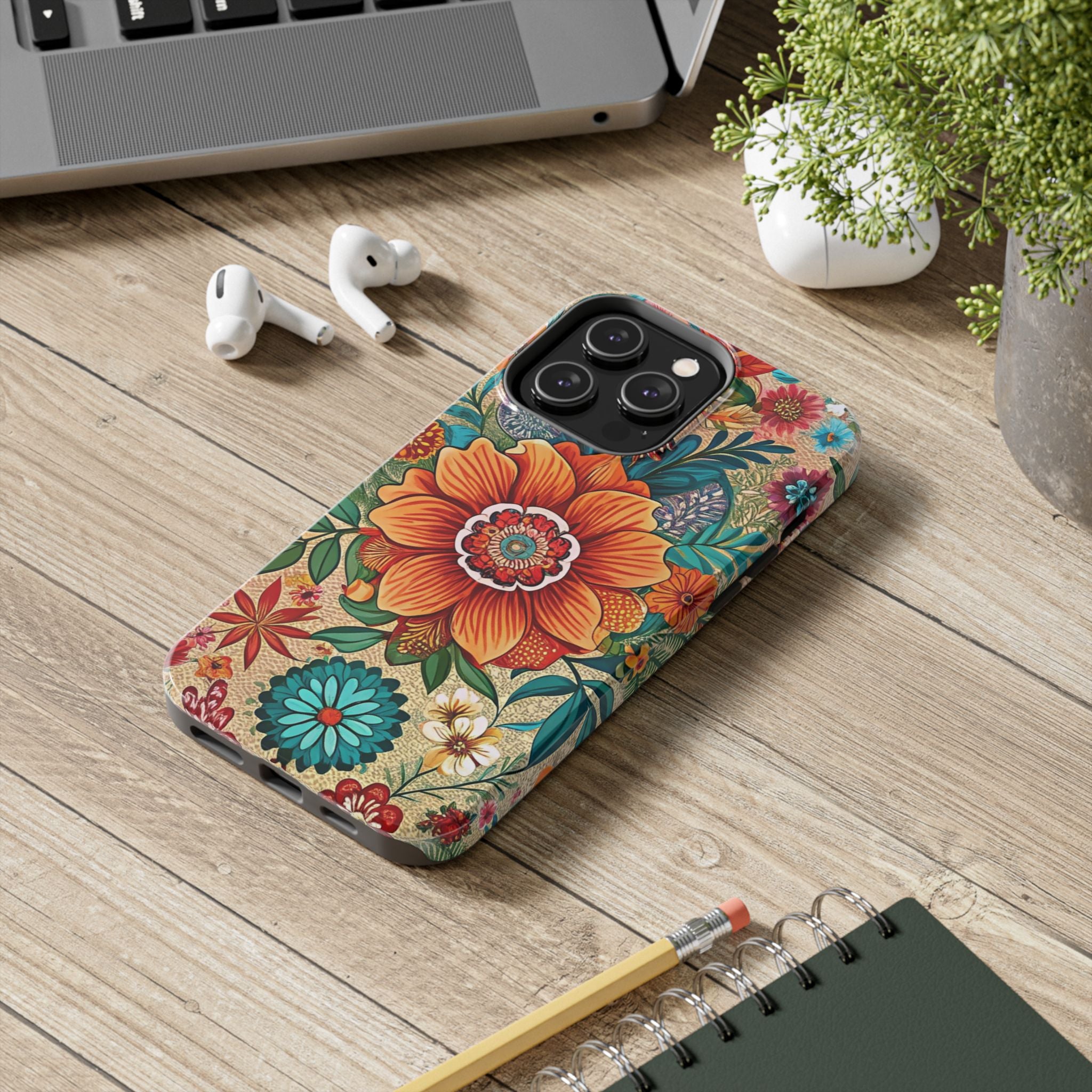 Vibrant Floral Tough Impact Resistant Phone Case Durable Protection with Colorful Design iPhone Samsung Cover