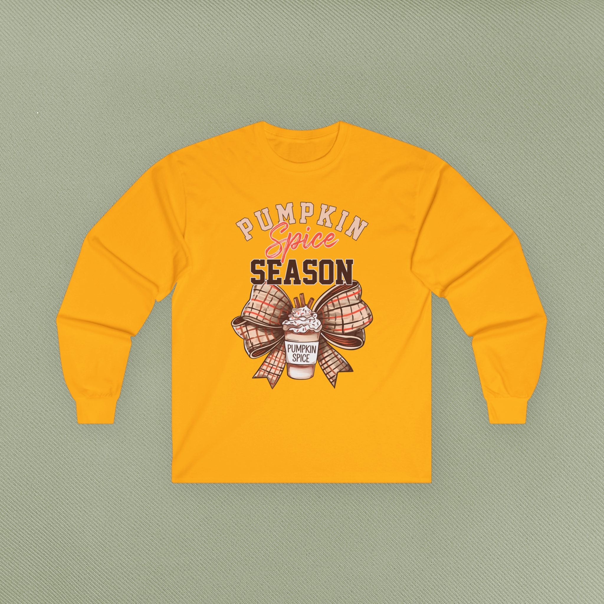 Pumpkin Spice Long Sleeve Tee - Fall Fashion, Cozy Casual Wear, Autumn Inspired Apparel, Perfect for Thanksgiving, Gift for Coffee Lovers