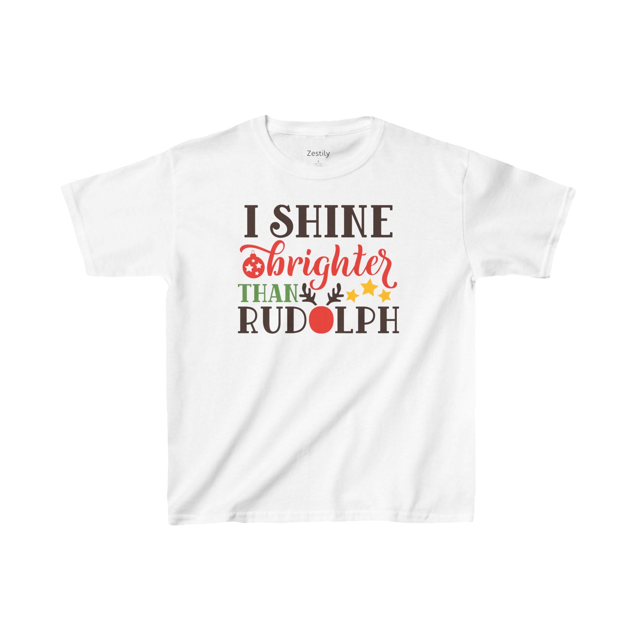 Kids Tee - I Shine Brighter Than Rudolph Christmas Shirt