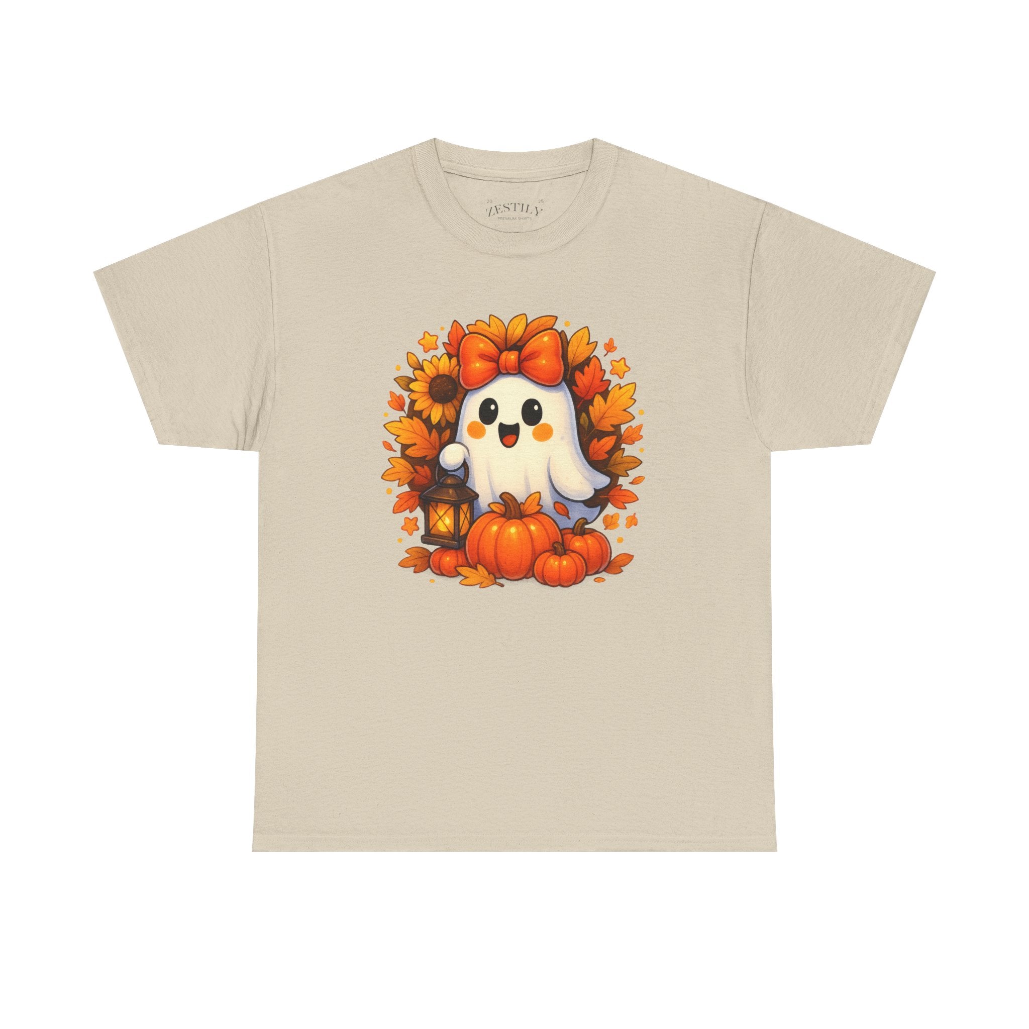 Halloween Ghost Cotton Tee, Fall Festival Shirt, Cute Pumpkin Graphic Tee, Tee for Halloween, Autumn Apparel