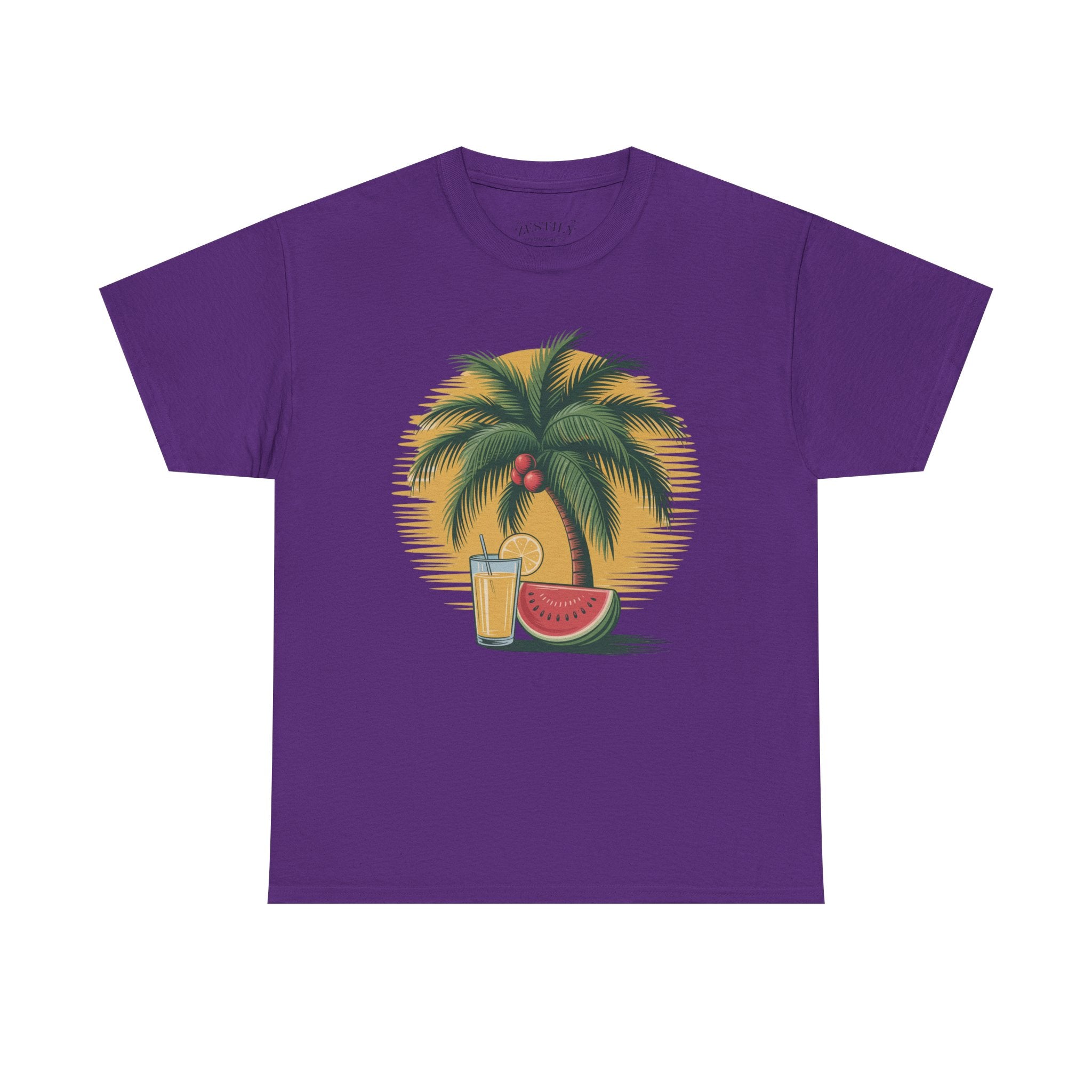 Tropical Vibes Tee, Heavy Cotton Tee, Summer T-Shirt, Beach Vacation Shirt, Graphic Tee, Relaxed Fit Shirt