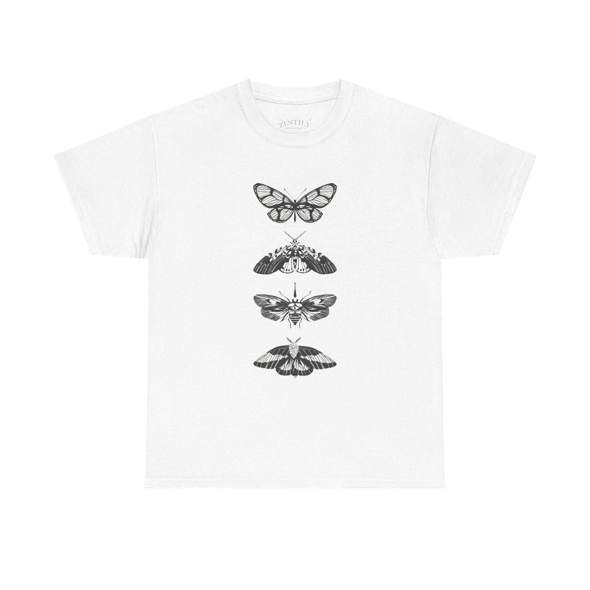 Botanical Moth Print Tee, Graphic T-Shirt, Nature Lover Gift, Cotton Tee, Vintage Style T-Shirt, Summer Casual Wear