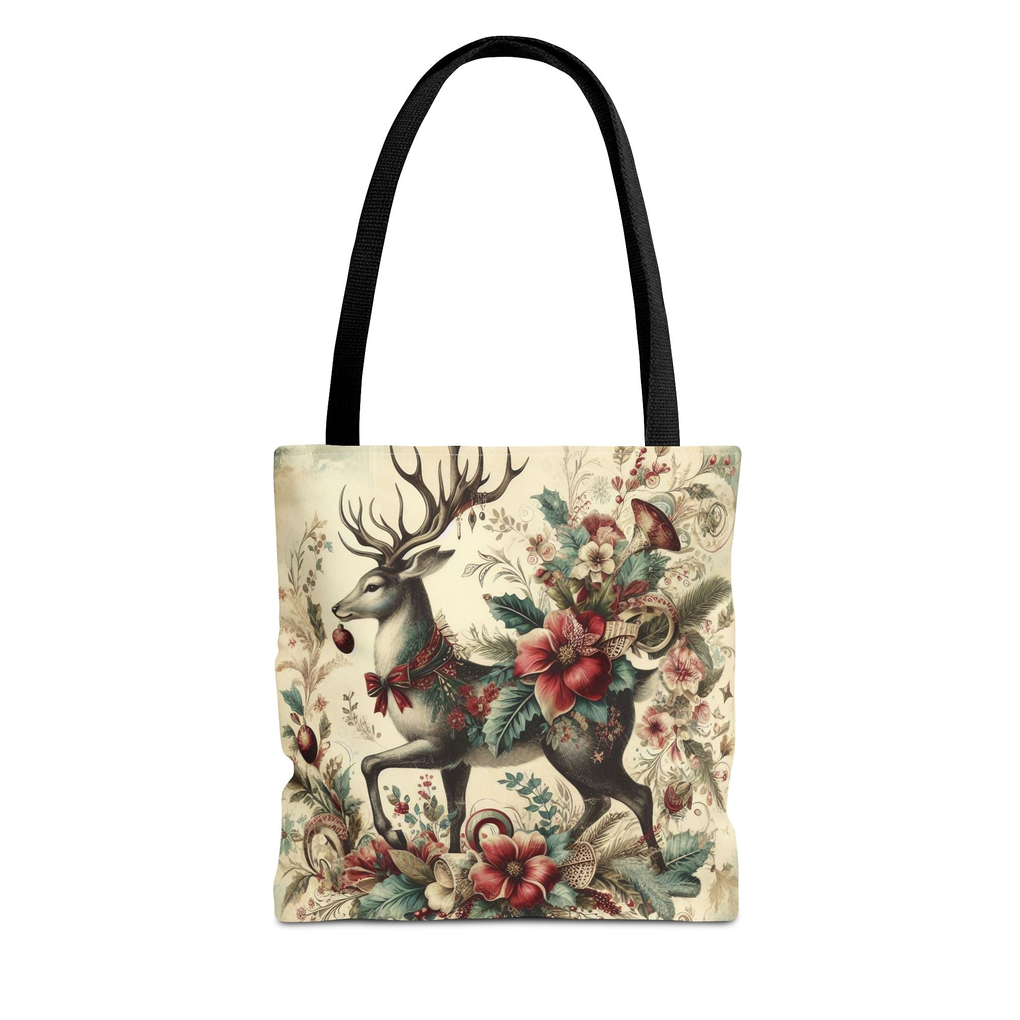 Vintage Look Reindeer Christmas Carryall Tote Bag