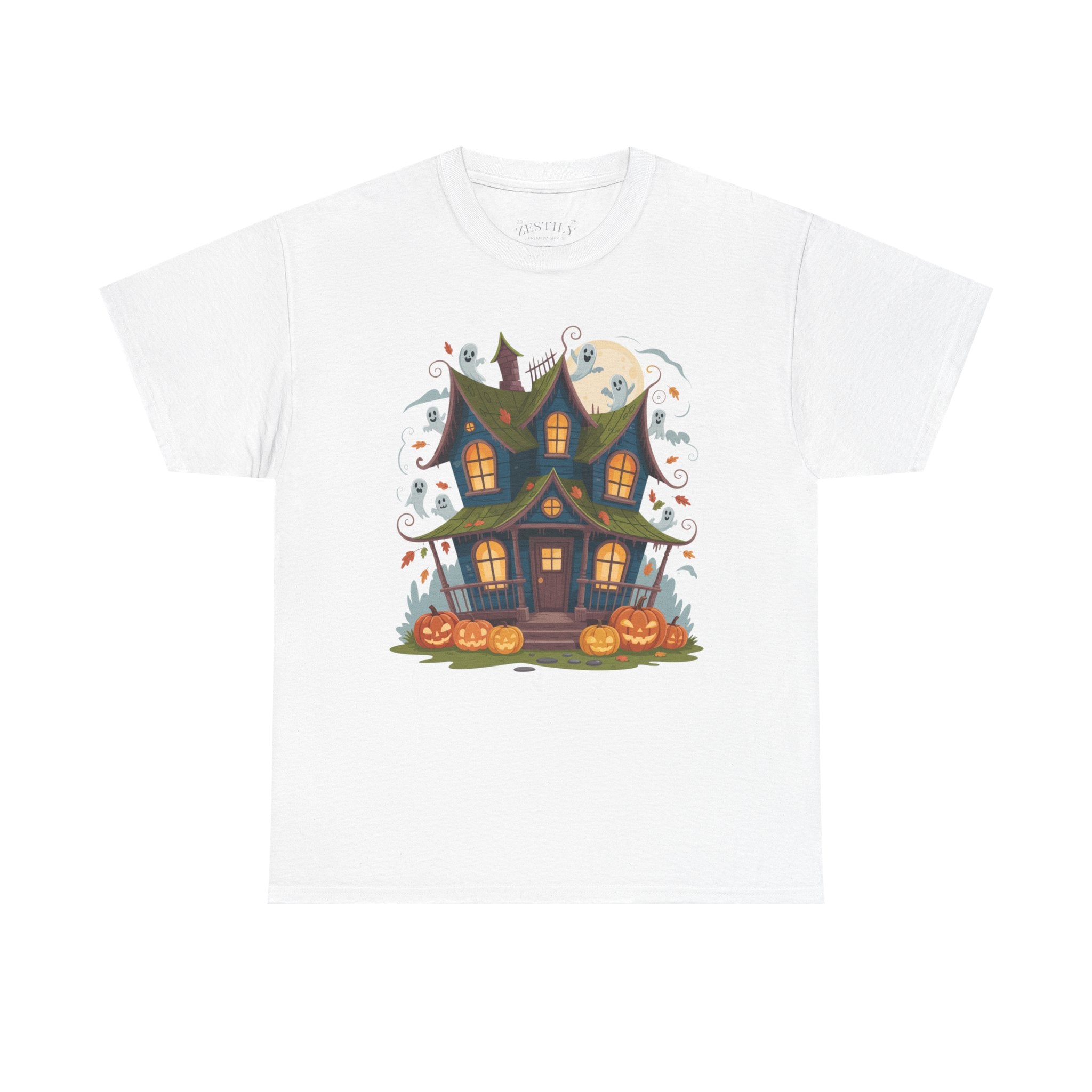 Halloween Haunted House Tee, Spooky Shirt, Fall Apparel, Halloween Costume, Pumpkin Decoration, Ghostly Vibes