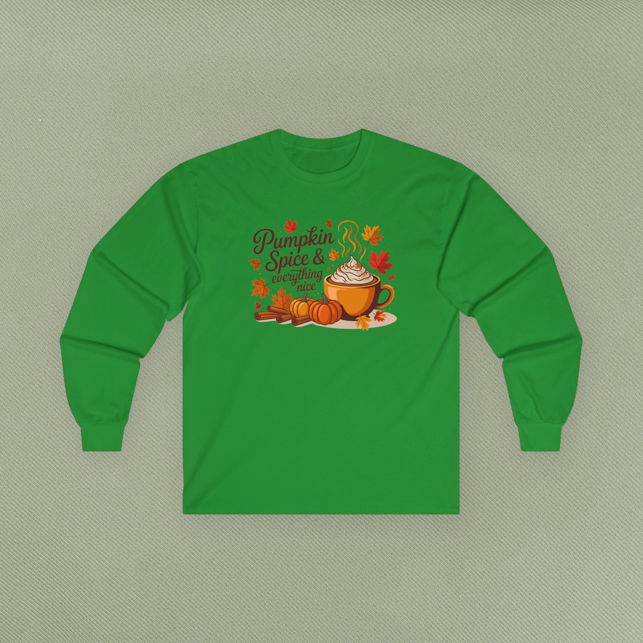 Cozy Autumn Long Sleeve Tee, Pumpkin Spice Shirt, Fall Fashion, Thanksgiving Gift, Cute Casual Wear, Seasonal Comfort