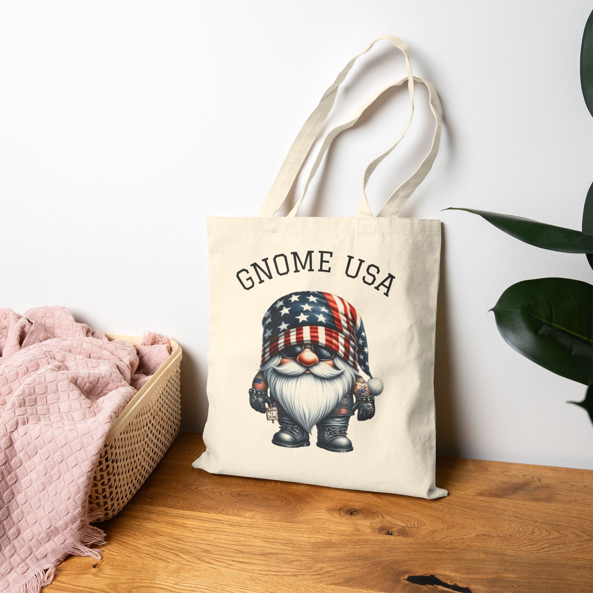 Patriotic Gnome Tote Bag, Gnome USA Bag, 4th of July, Summer Picnic, Eco-Friendly Gift, Holiday Shopping