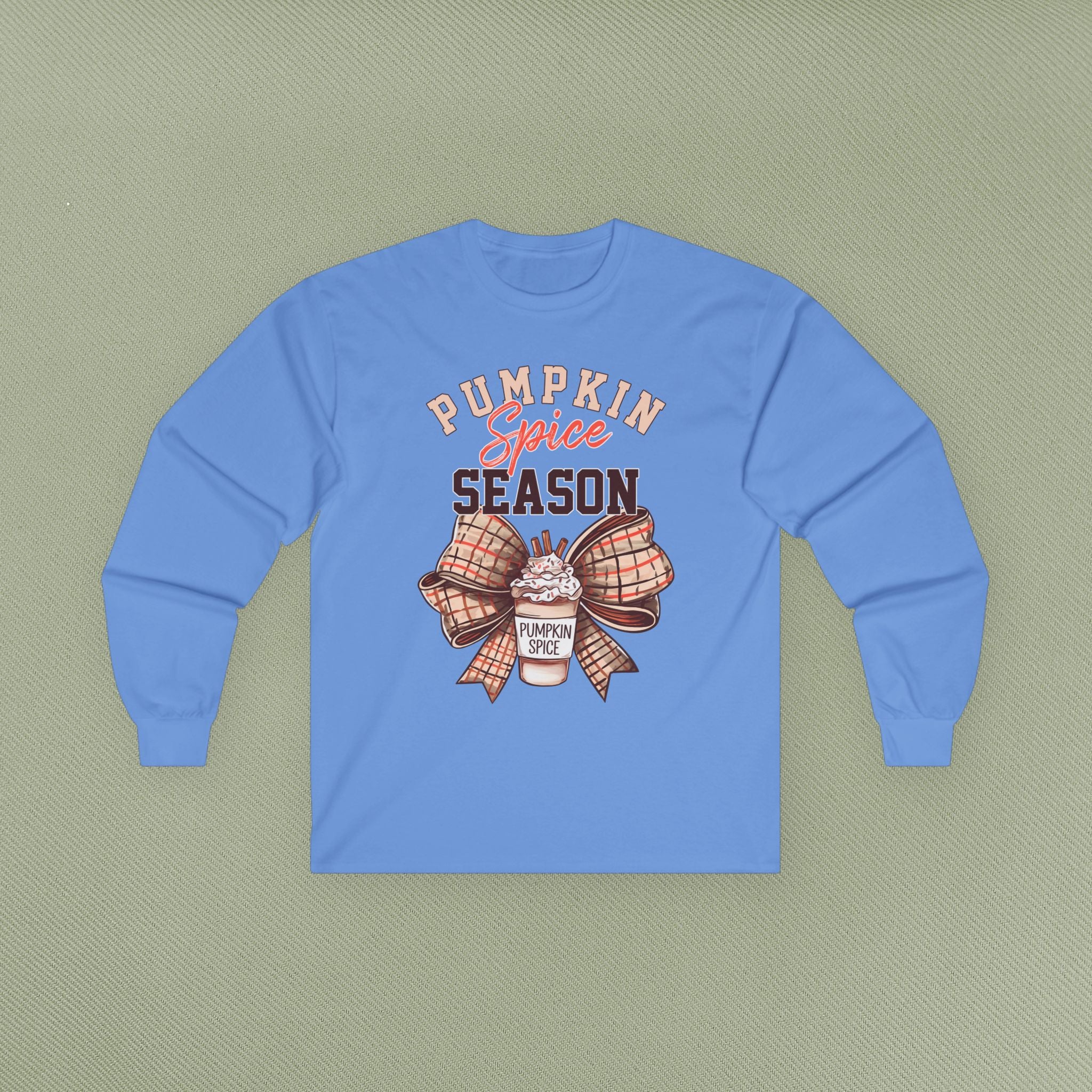 Pumpkin Spice Long Sleeve Tee - Fall Fashion, Cozy Casual Wear, Autumn Inspired Apparel, Perfect for Thanksgiving, Gift for Coffee Lovers