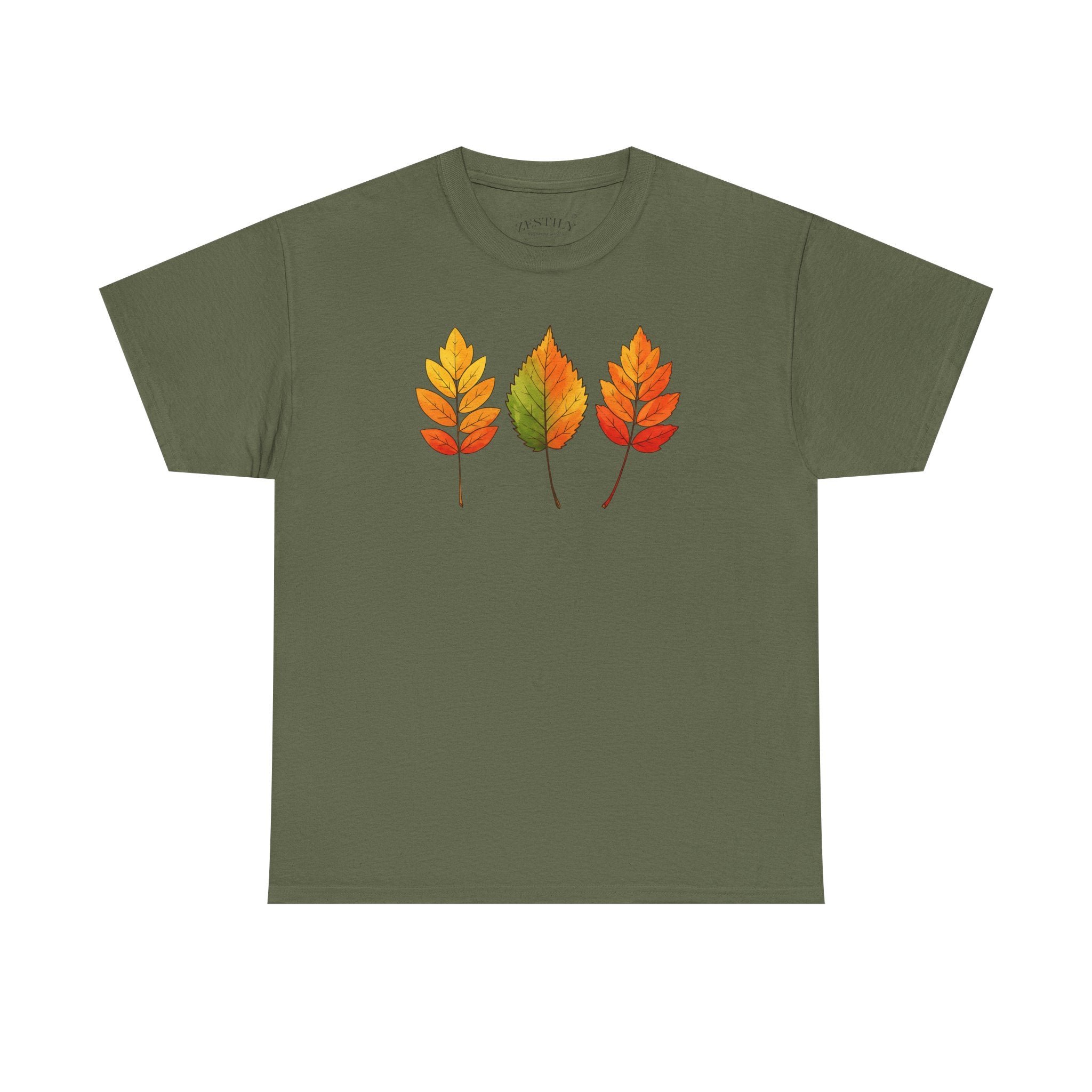 Autumn Leaves Heavy Cotton Tee, Fall T-Shirt, Nature Lover Gift, Seasonal Wear, Comfortable Everyday Tee