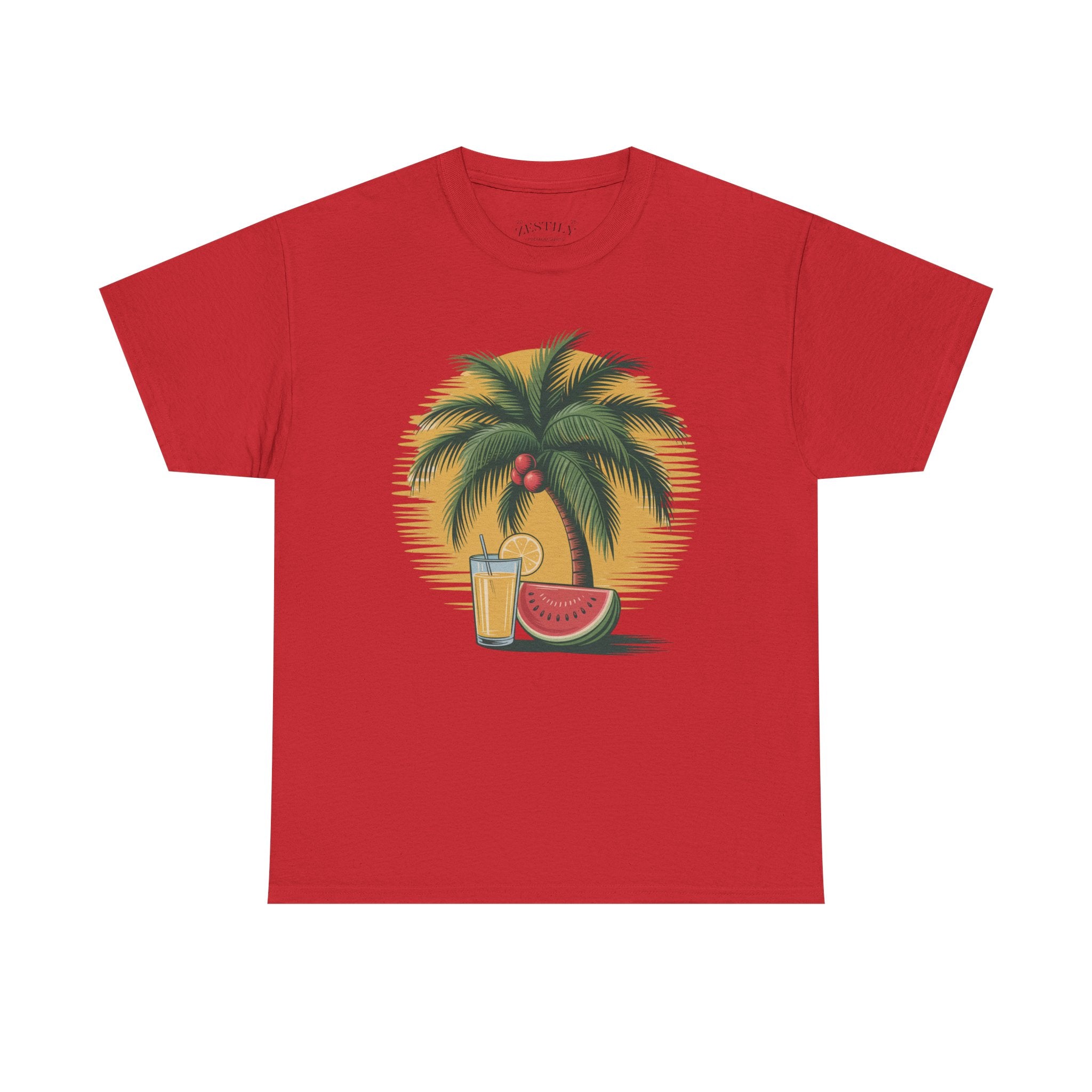 Tropical Vibes Tee, Heavy Cotton Tee, Summer T-Shirt, Beach Vacation Shirt, Graphic Tee, Relaxed Fit Shirt