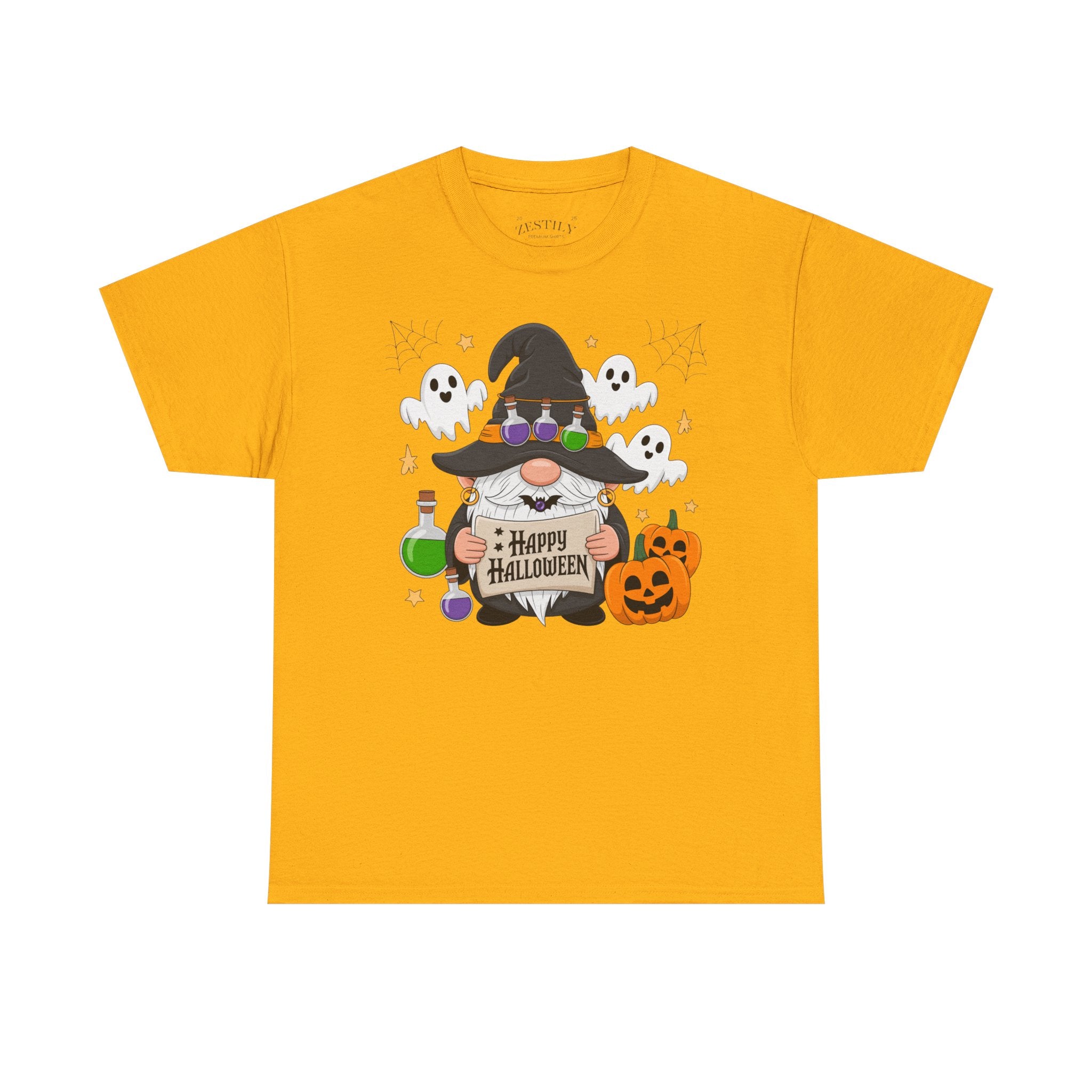 Halloween Gnome Tee, Holiday Shirt, Spooky Cotton T-Shirt, Fun Halloween Apparel, Cute Ghosts & Pumpkins