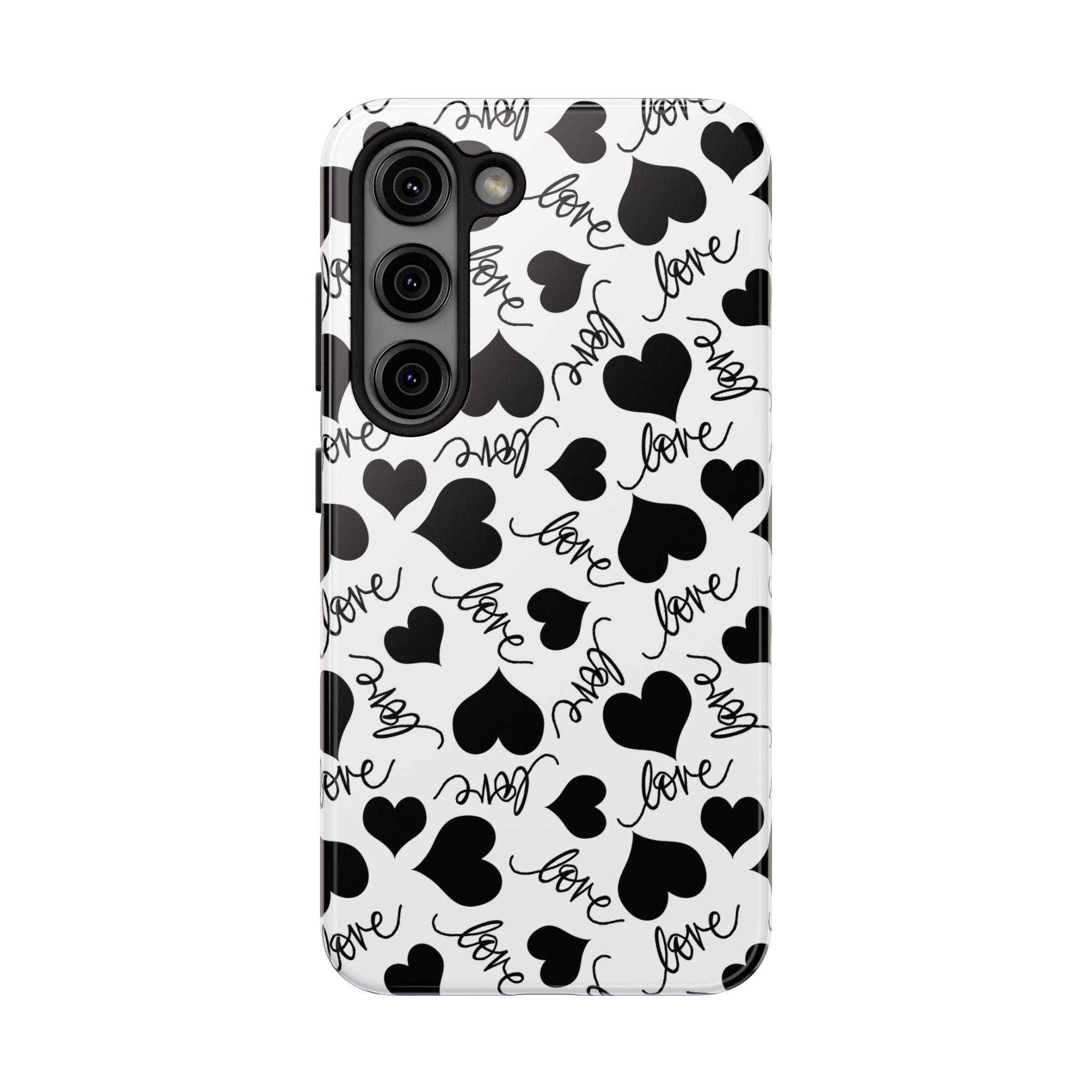 White & Black Hearts Love Tough Mobile Phone Case
