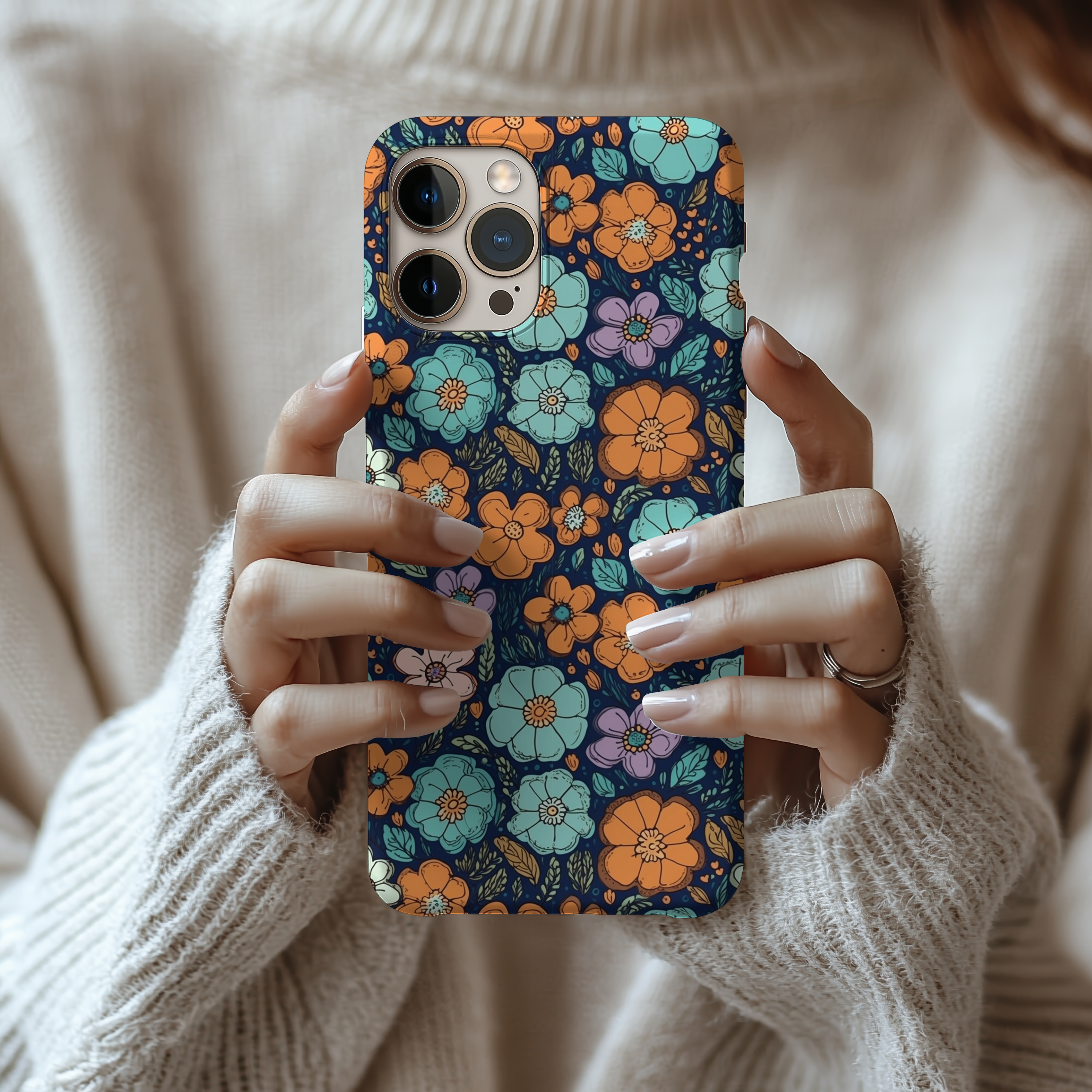 Floral Slim iPhone Samsung Case Vibrant, Colorful Design for Personal Style