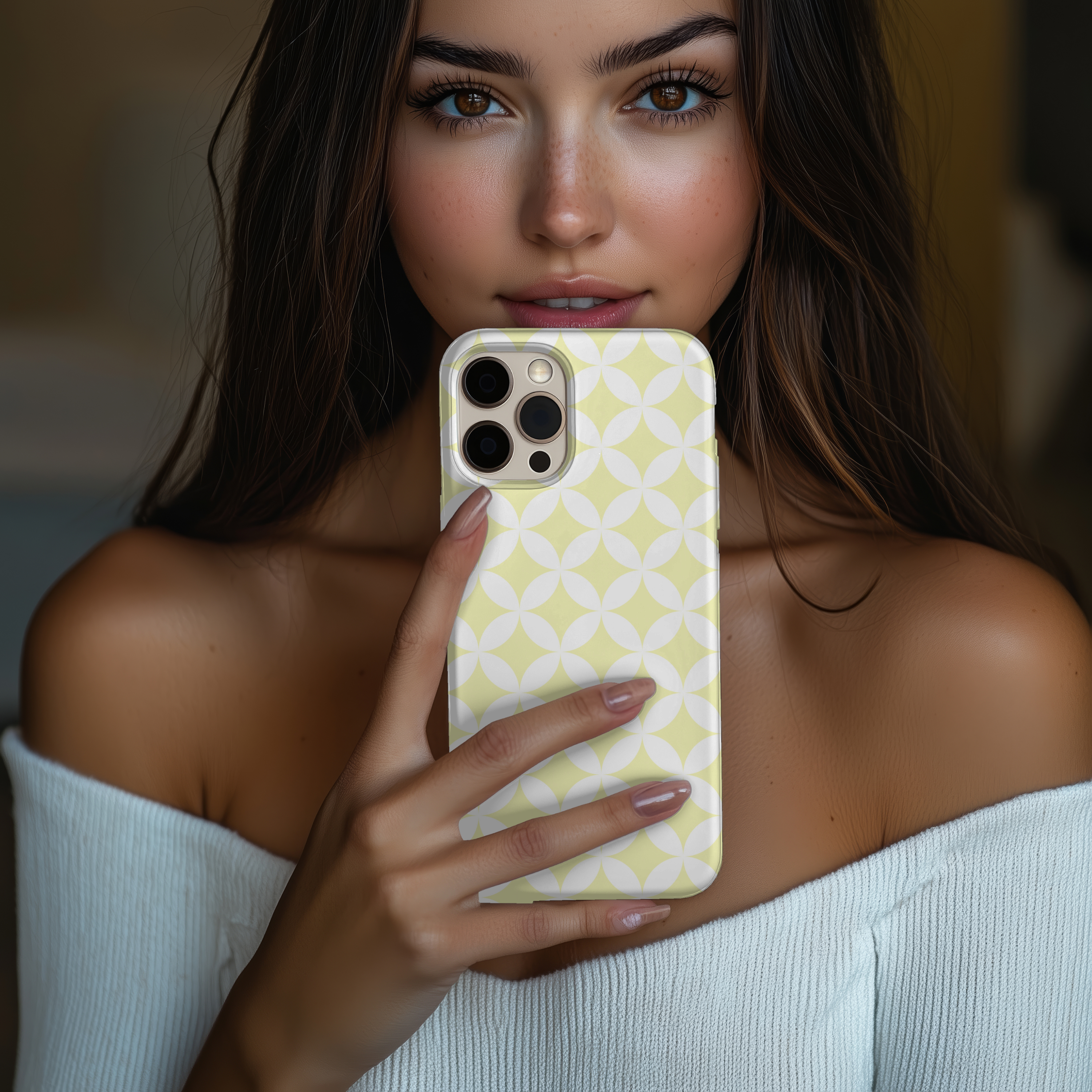 Chic Lemon Yellow Pattern Slim iPhone Samsung Case