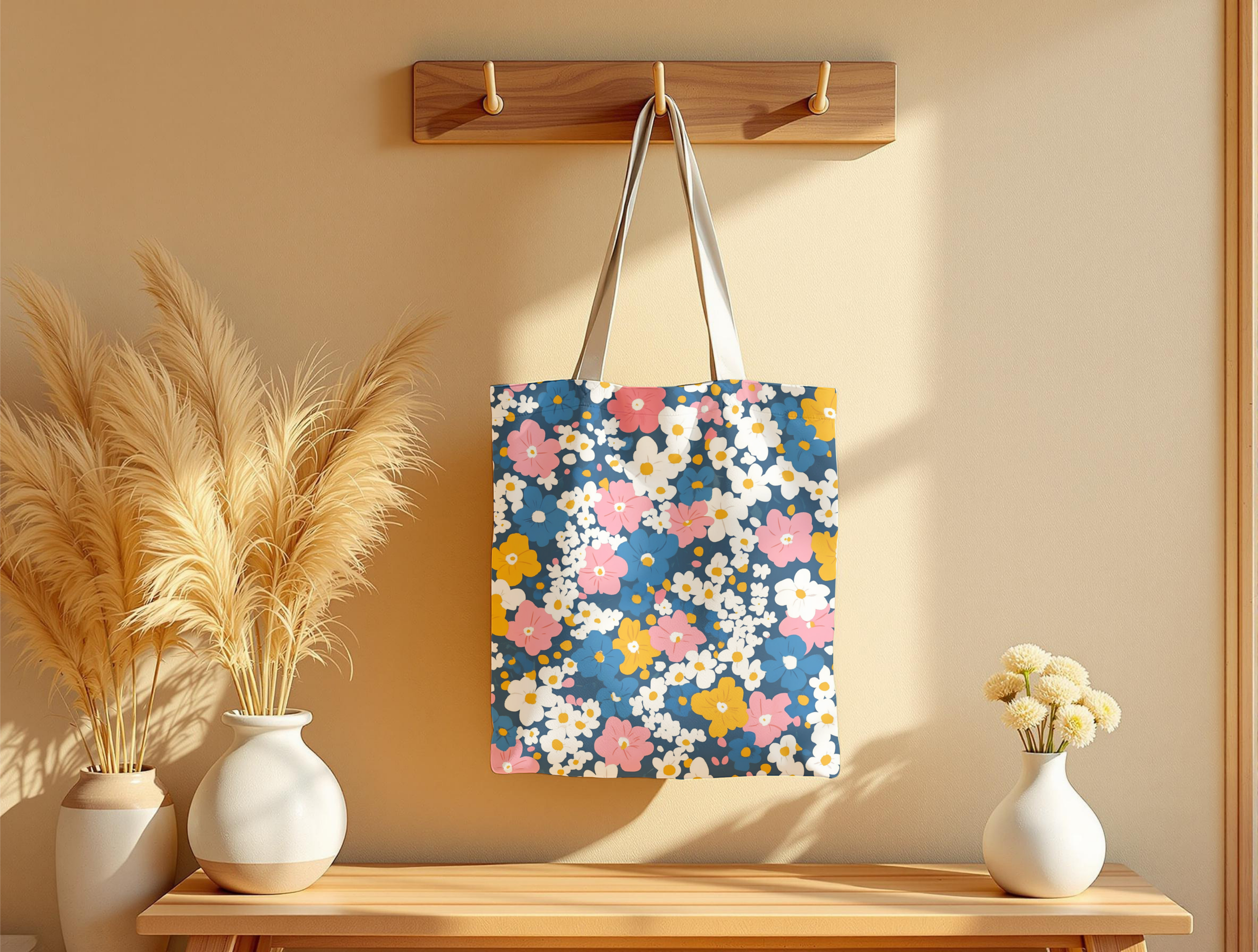 Colorful Floral Tote Bag Eco-Friendly Shopping & Beach Bag Carryall