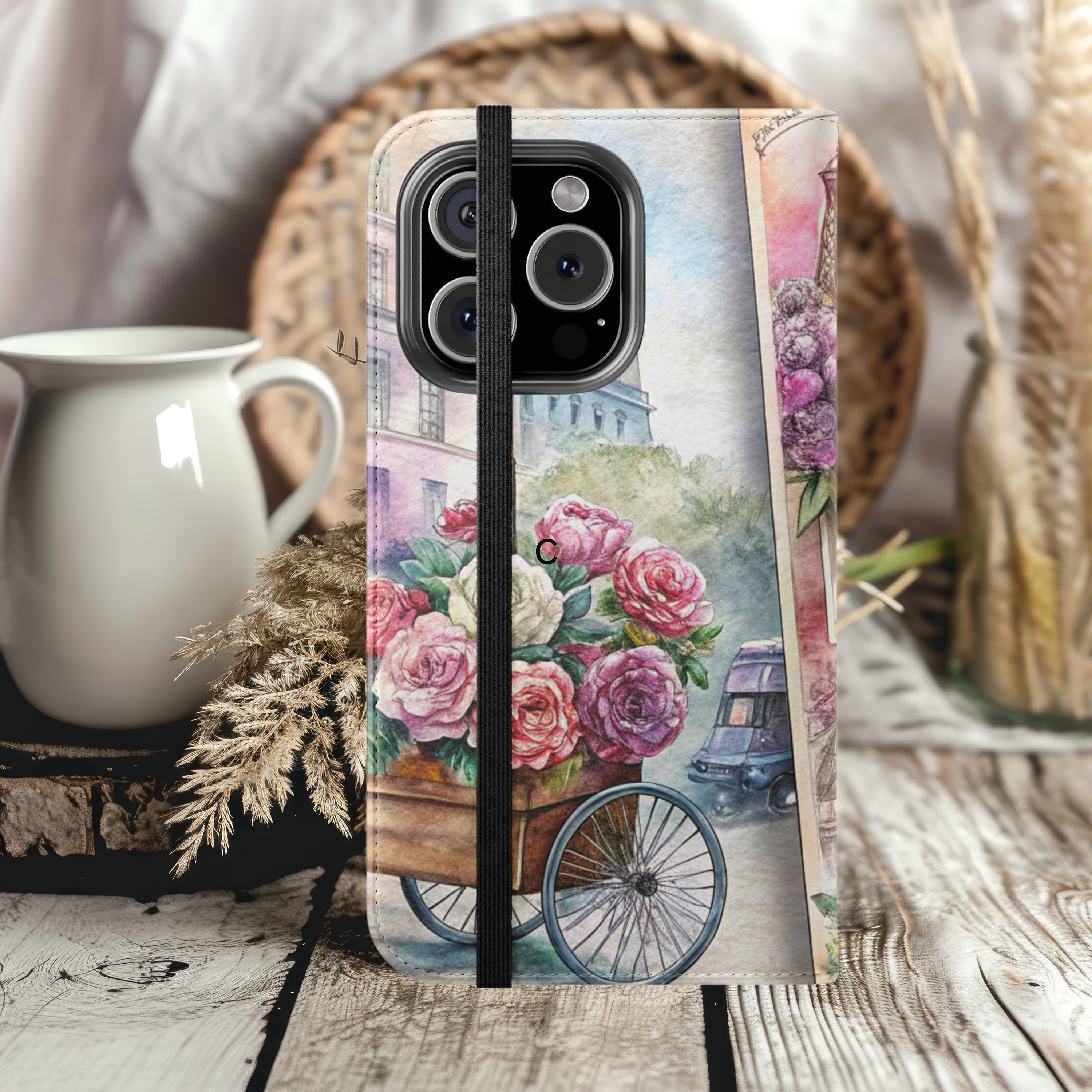 Chic Floral Artistic Flip Case iPhone Samsung Parisian Vintage Design