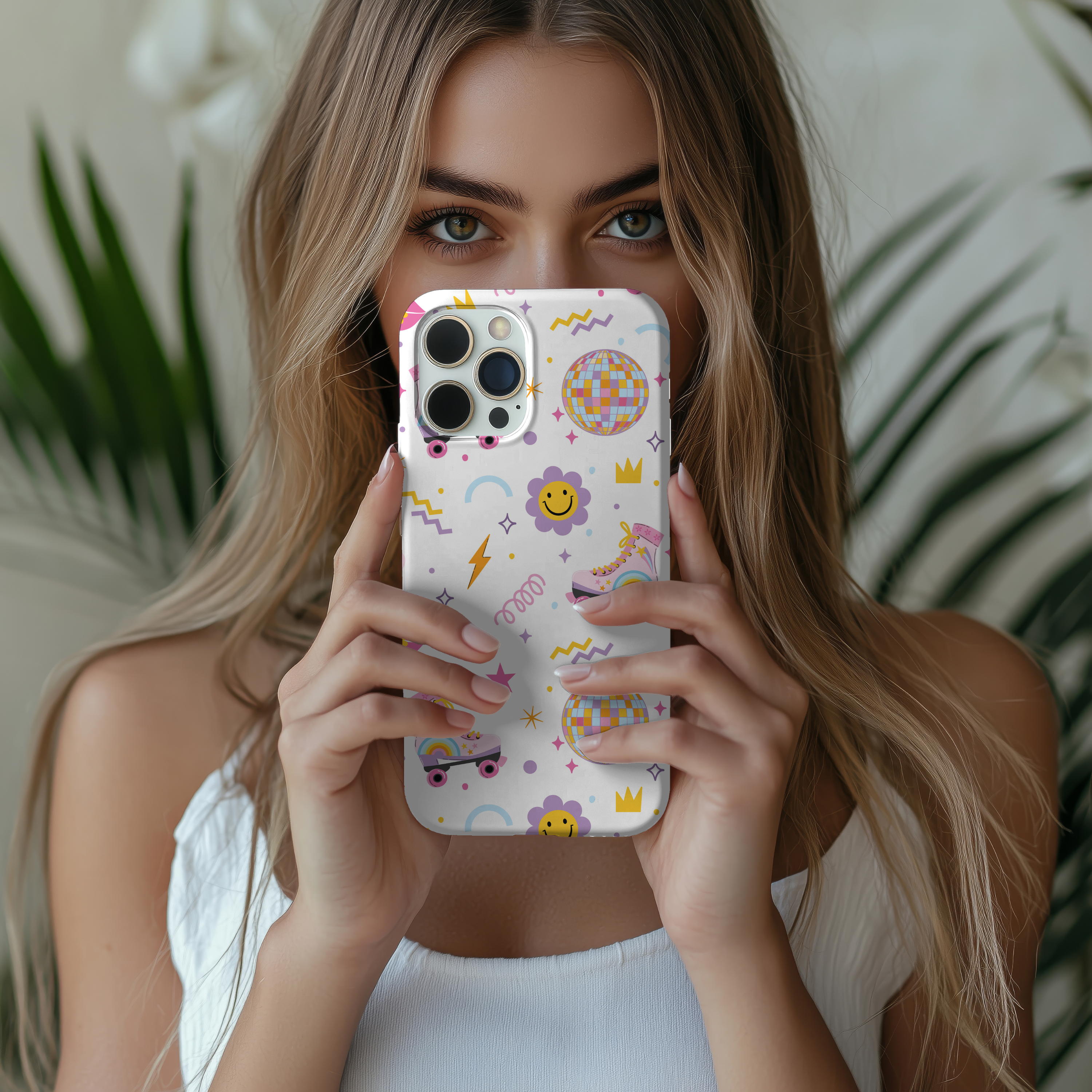 Retro Roller Skating Tough Phone Case Colorful 80s Vibe For iPhone or Samsung