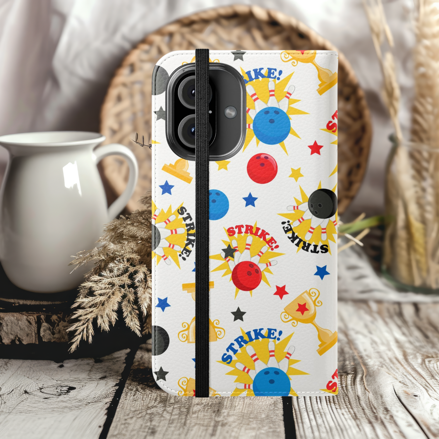 Bowling Themed Flip Case Strike Designs for iPhone Samsung Protection, Gift for Bowlers, Fun Cell Phone Cover, Birthday Gift, Sports Accessory