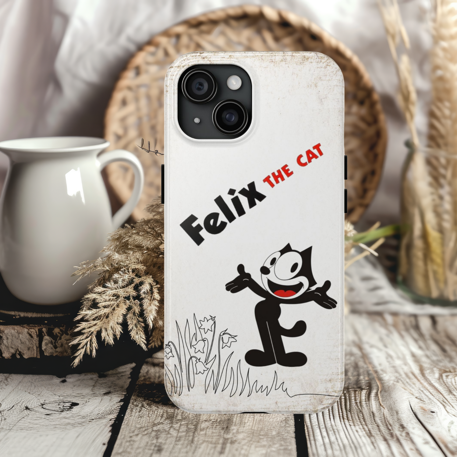 Felix the Cat Inspired Tough iPhone Samsung Case Vintage Retro Style Protection, Cute Cartoon Accessory, Gift for Cat Lovers, Fun Tech Gear, Unique Phone Cover