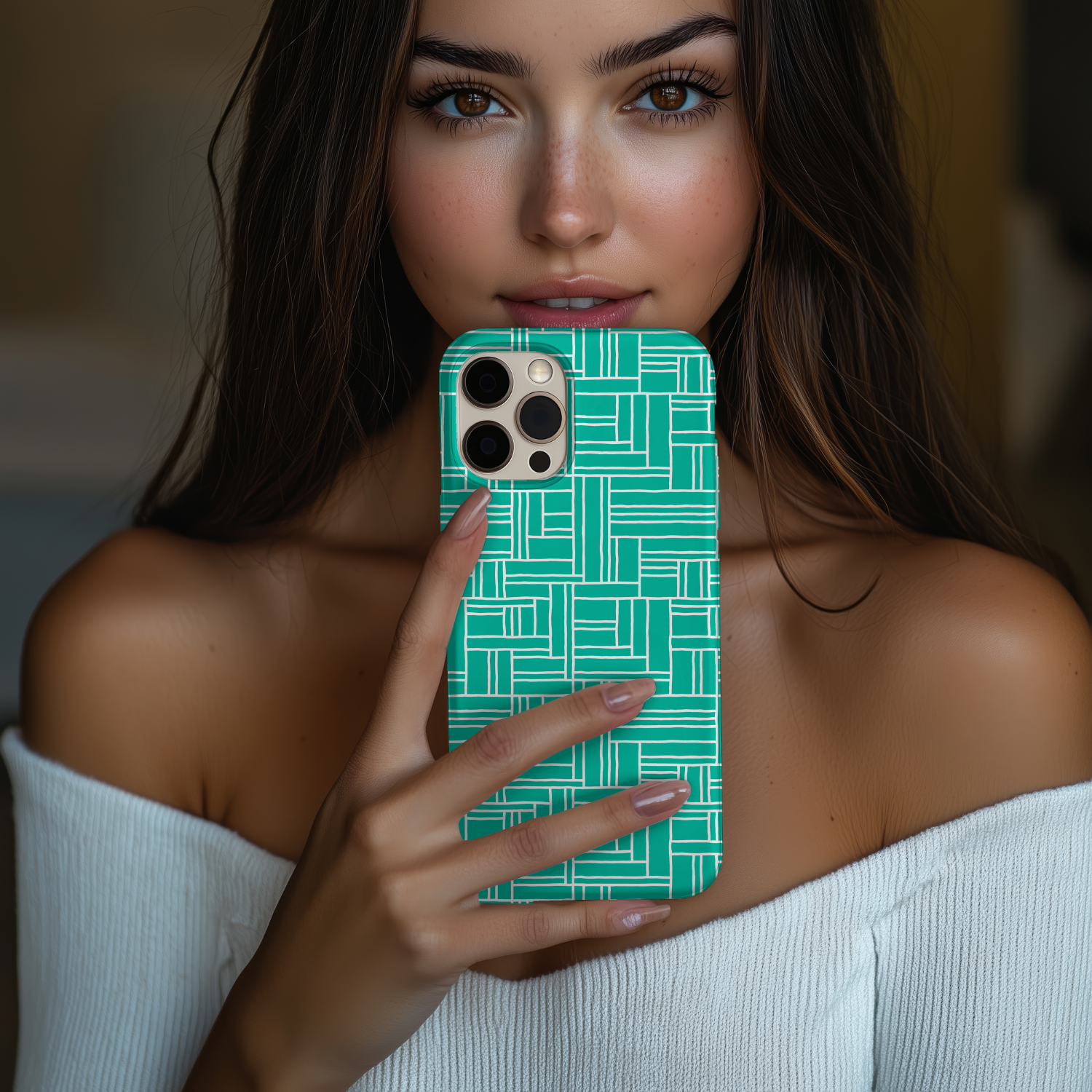 Green Blocks Tough iPhone Samsung Case, Trendy Phone Cover for Gift, Durable Phone Protector, Modern Design for Men and Women