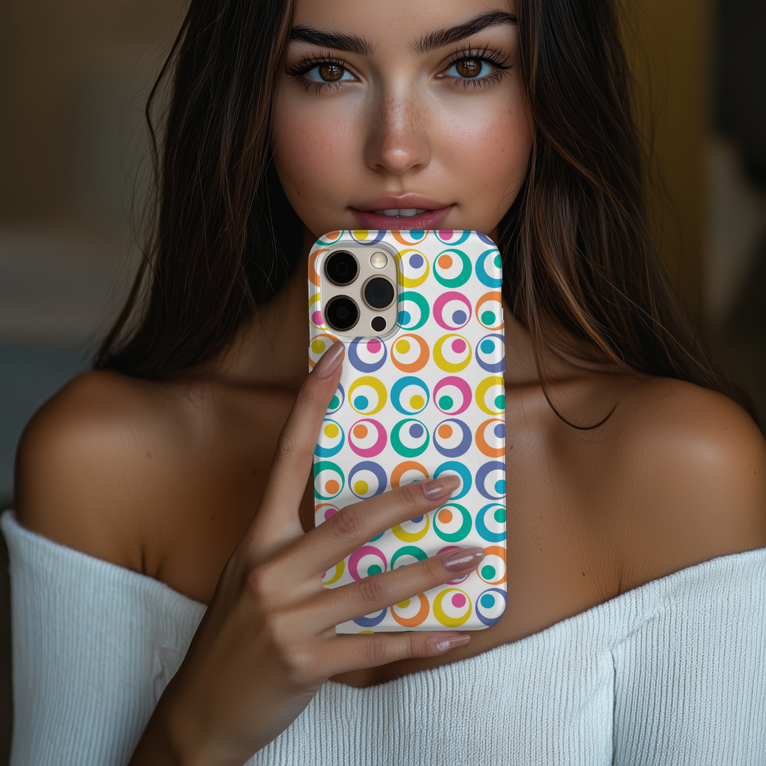 Colorful Circle Pattern Tough iPhone Samsung Case Vibrant Phone Cover Durable Case Unique Gift Trendy Accessory Fun Design