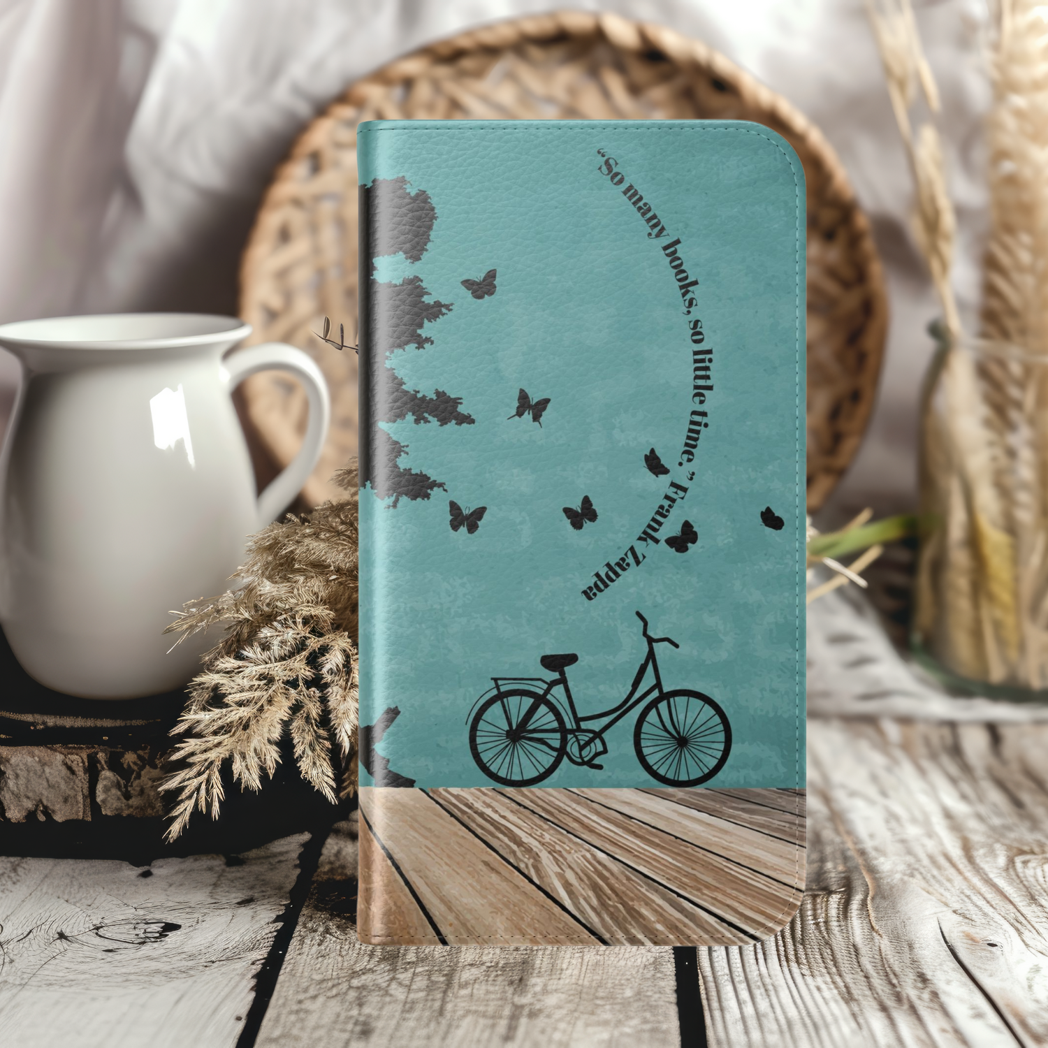 Charming Frank Zappa Quote Flip Case for iPhone Samsung, Stylish Book Lovers Phone Wallet, Nature-Inspired Design, Eco-Friendly Gift for Nature & Book Lovers