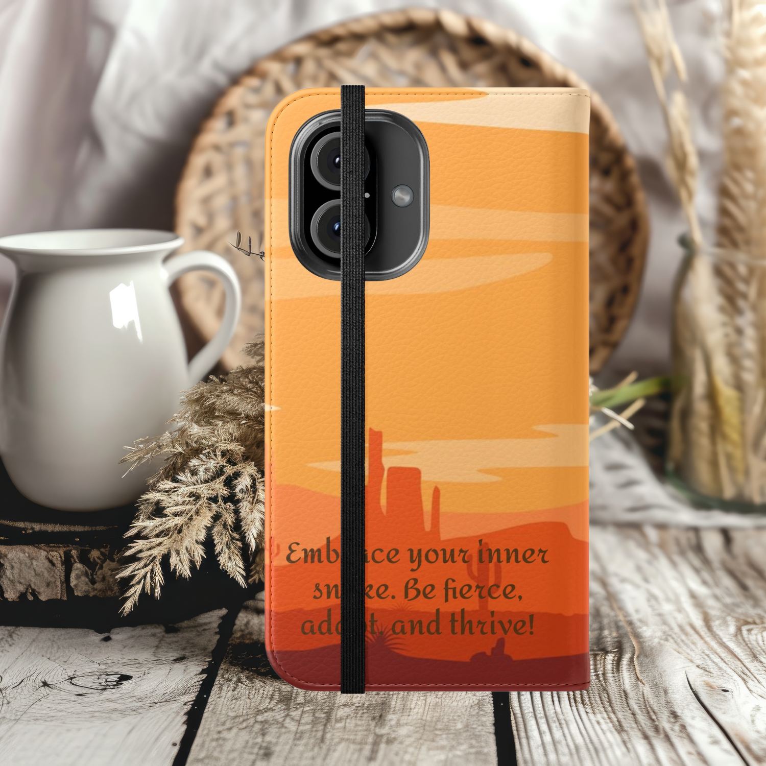 Embrace Your Inner Snake Flip Case, iPhone Samsung Wallet Case, Faux Leather Phone Cover, Unique Gift for Snake Lovers, Fun Phone Accessory