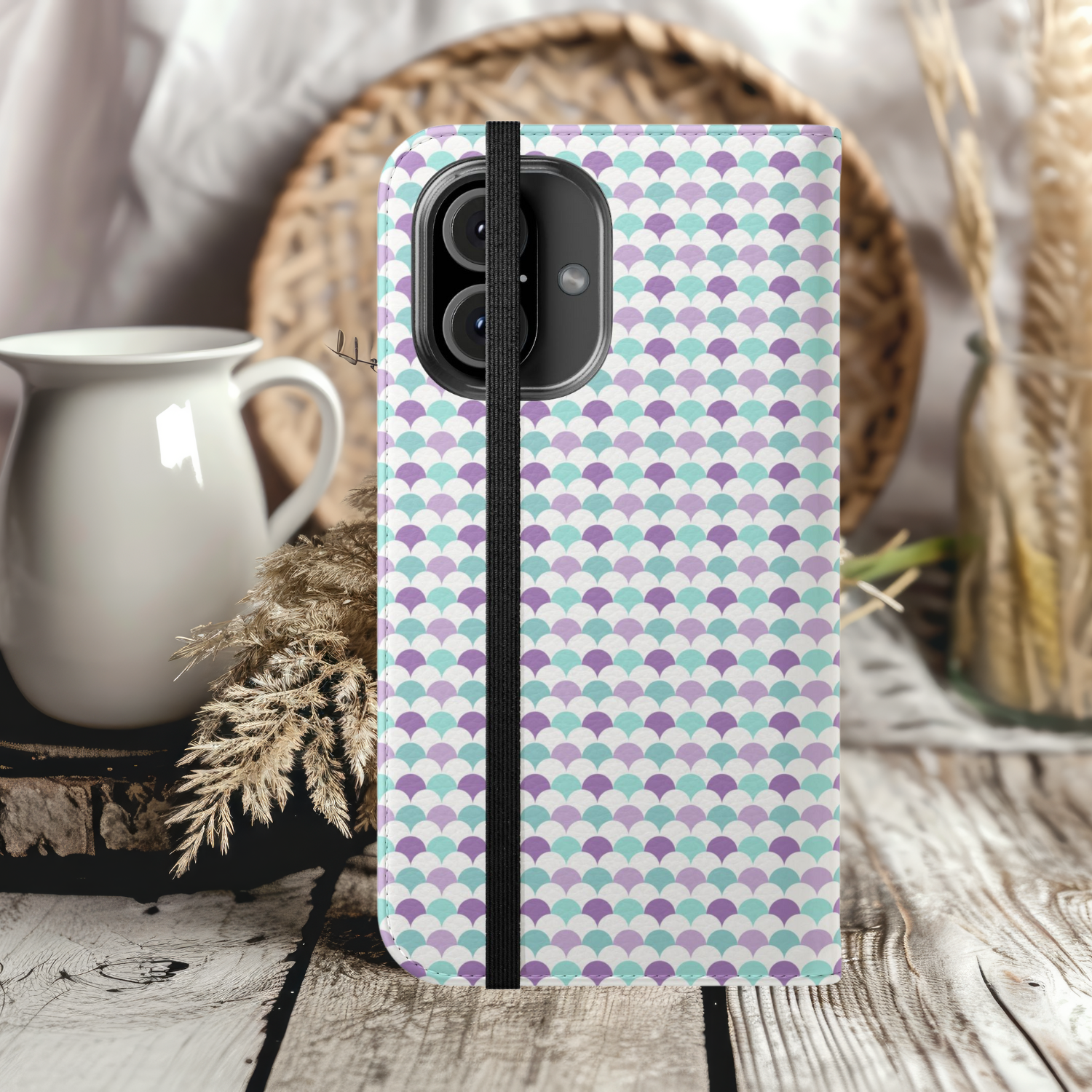 Colorful Purple Pattern Flip Case for Smartphones, Stylish iPhone Samsung Wallet, Gift for Tech Lovers, Cute Phone Accessory, Phone Protection Case