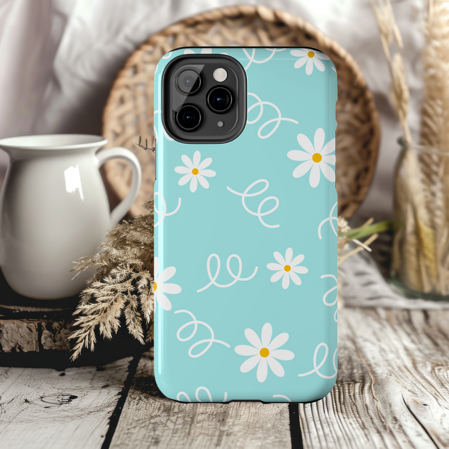 Daisy Floral Tough Phone Case, Cute Floral Protection for Everyday, Gift for Friends, Spring Decor, Trendy Accessory for iPhone Samsung Cover