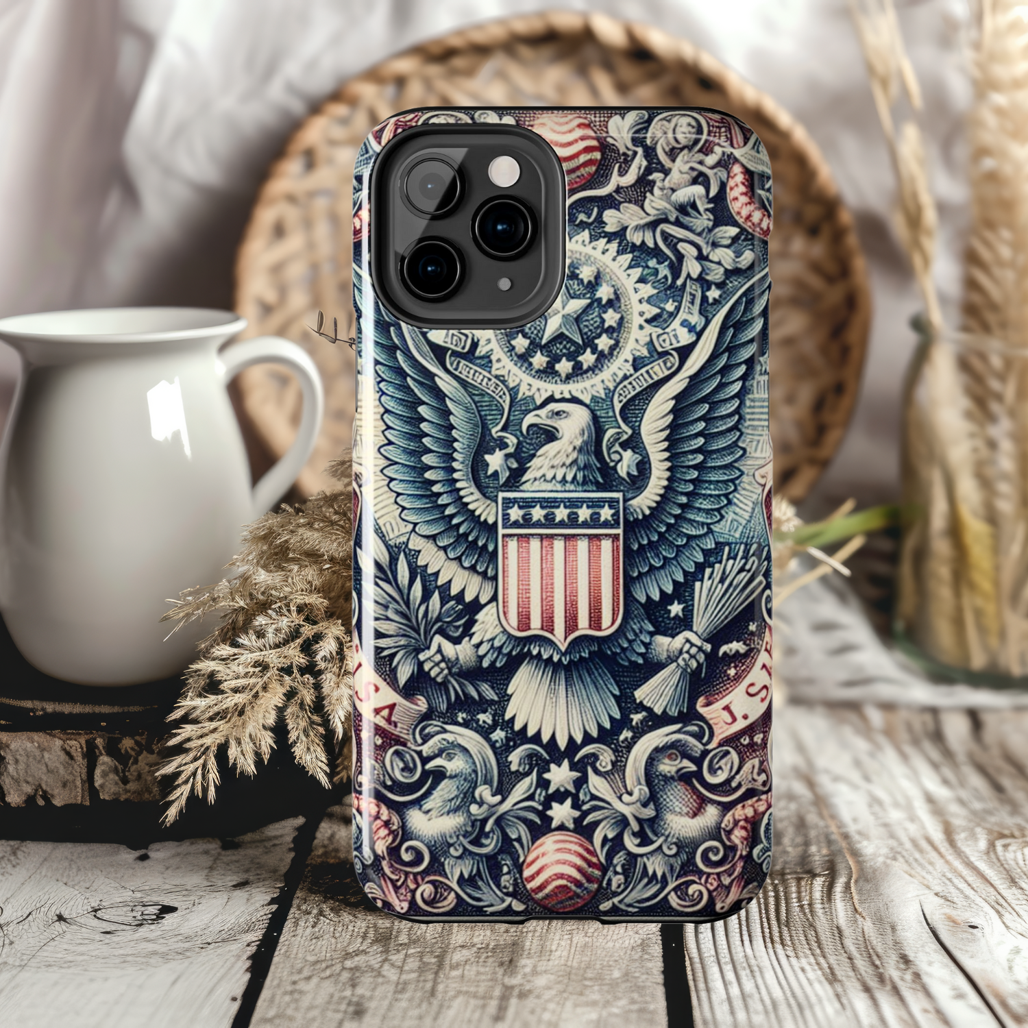 Patriotic Tough Phone Case, Unique USA Eagle Design, Durable Cell Phone Cover, Gifts for Veterans, Memorial Day, Independence Day, iPhone Samsung Cover