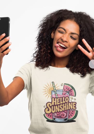 Hello Sunshine Heavy Cotton Tee, Summer Vibes Shirt, Perfect for Beach Days, Casual Wear, Gift for Friends, Fun Graphic Tee