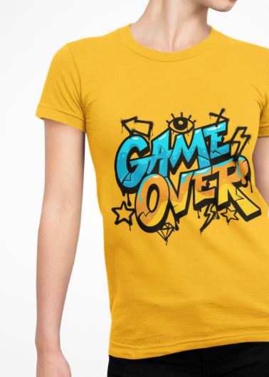 Game Over Heavy Cotton Tee, Fun Graphic T-Shirt for Gamers, Casual Wear, Birthday Gift, Video Game Merchandise