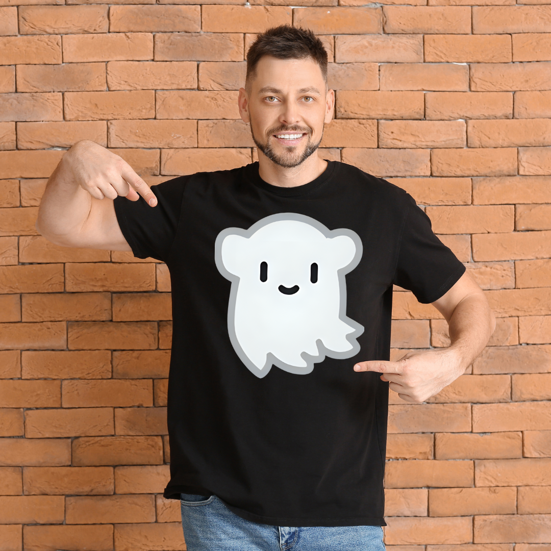 Cute Ghost Heavy Cotton Tee, Halloween Shirt, Casual T-Shirt, Cute Graphic Tee, Fall Fashion, Spooky Season Apparel
